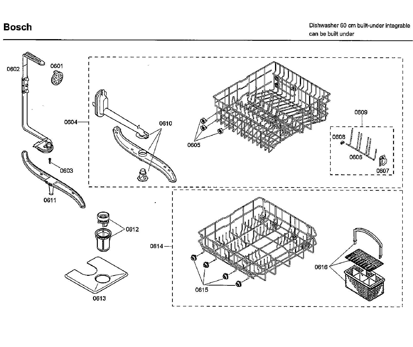Bosch SHX33A05UC/36 baskets diagram