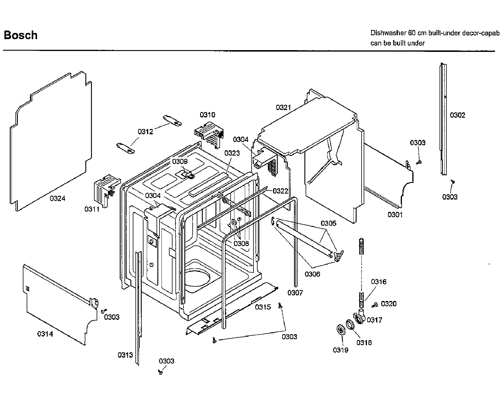 Bosch SHE66C02UC/46 tub diagram