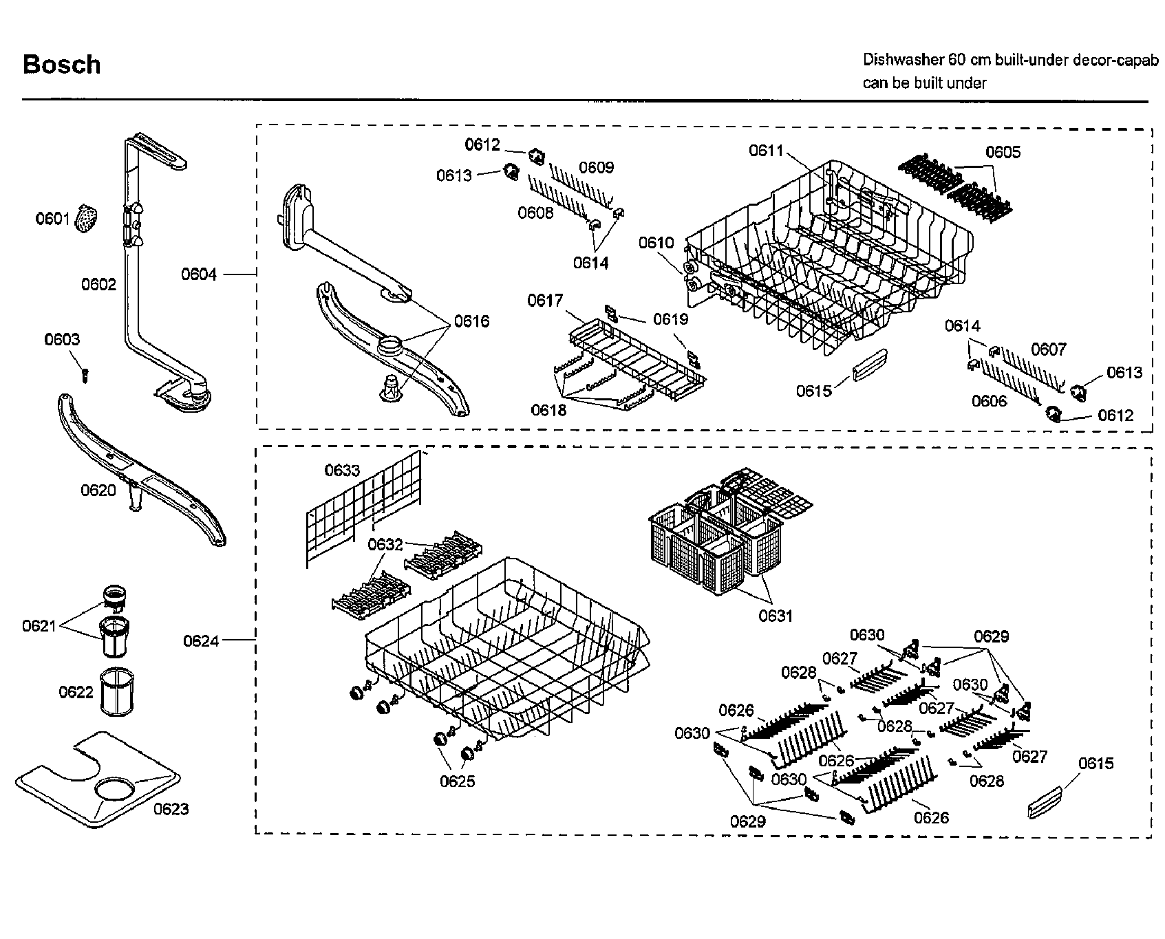 Bosch SHE66C02UC/46 baskets diagram