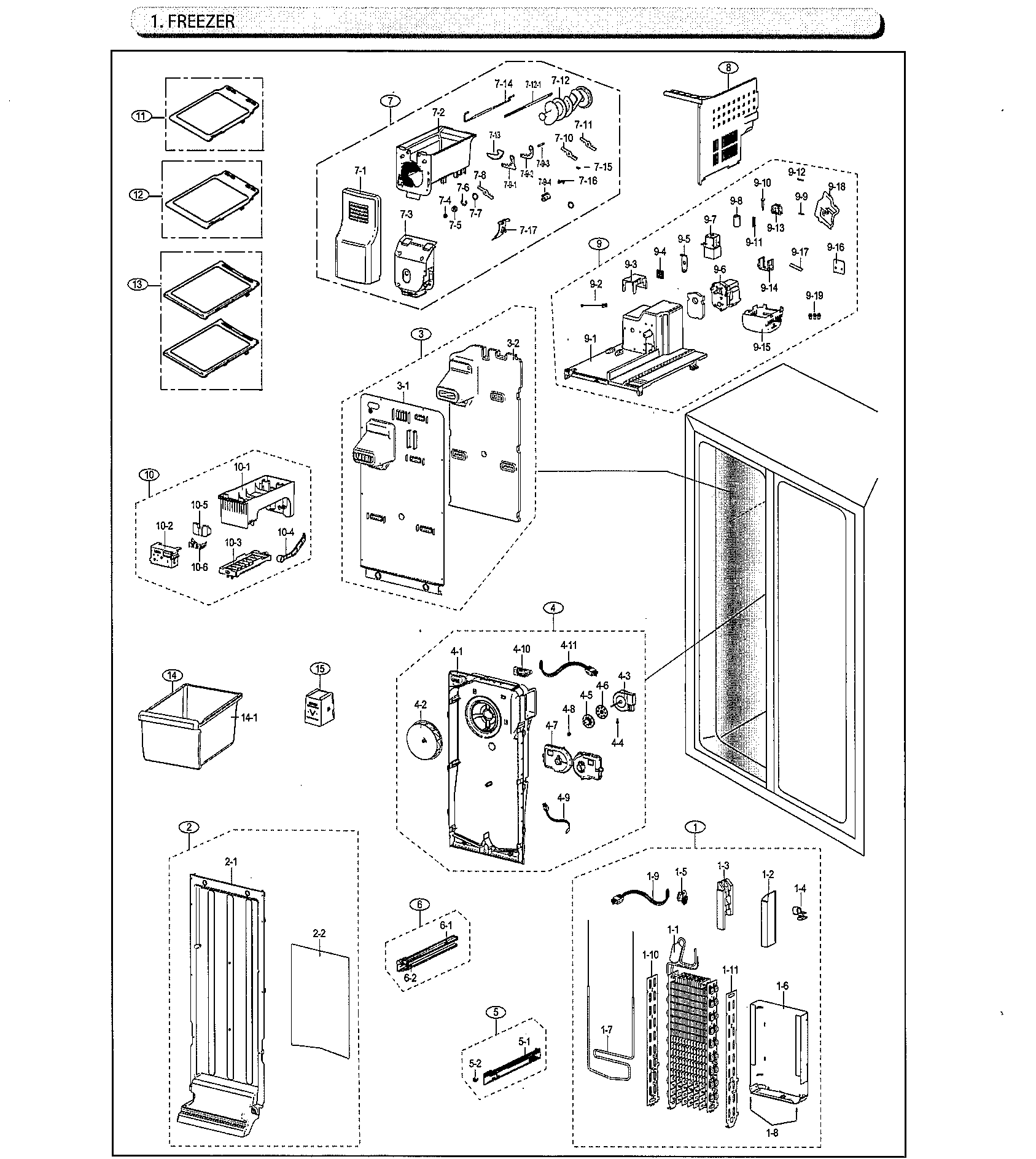 Samsung RS25J500DSG/AA-00 freezer diagram