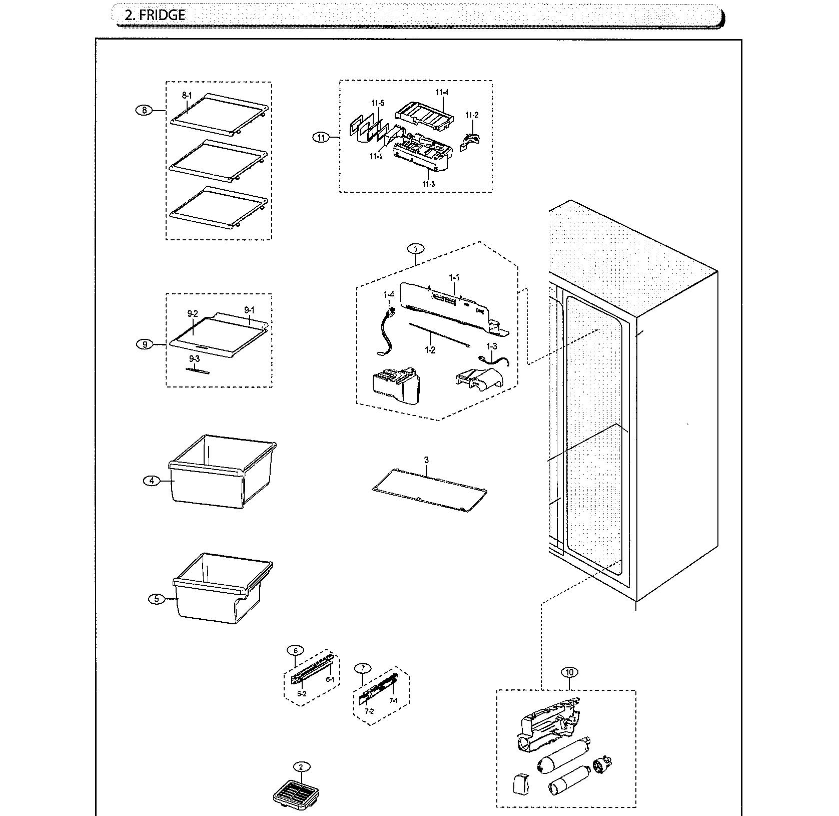Samsung RS25J500DSG/AA-00 fridge diagram