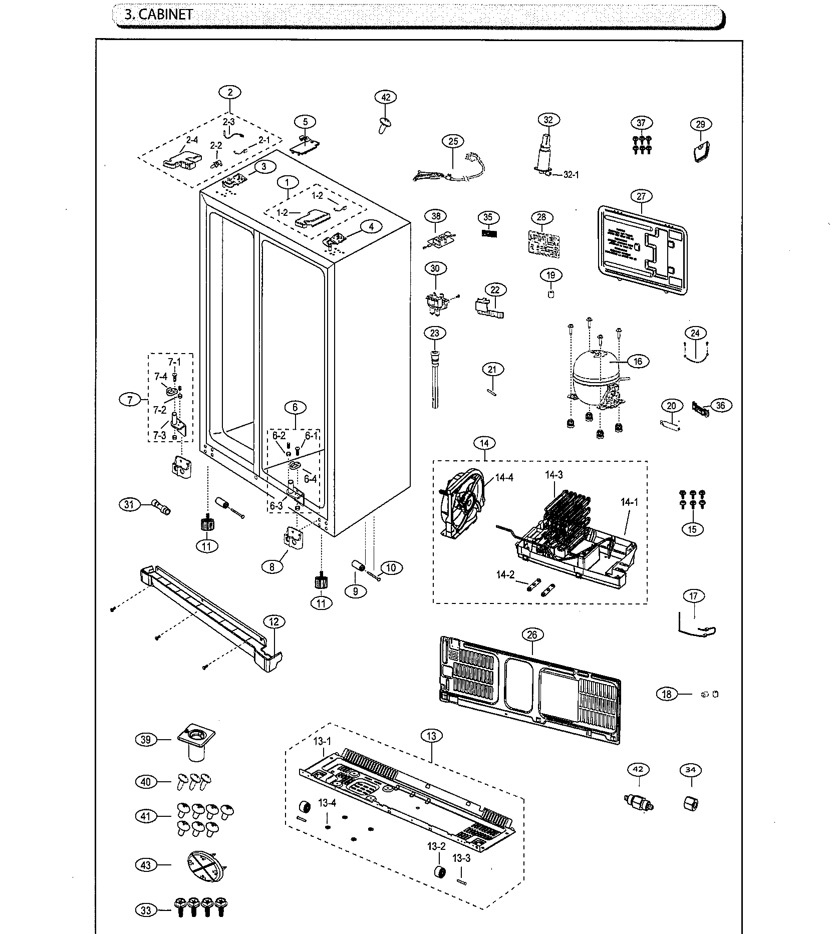 Samsung RS25J500DSG/AA-00 cabinet diagram