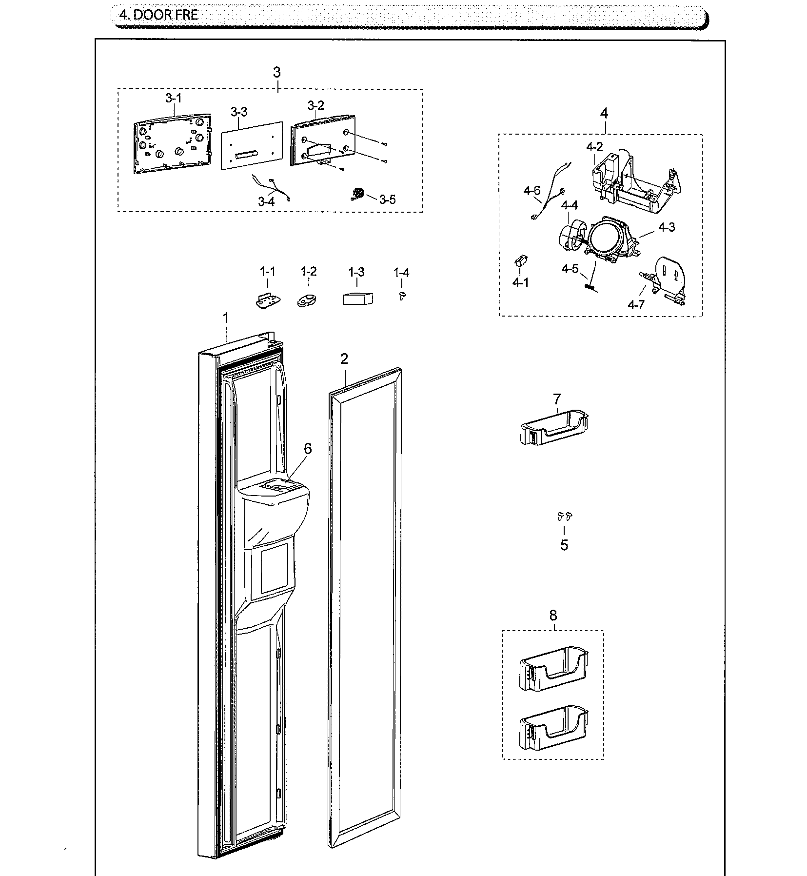 Samsung RS25J500DSG/AA-00 freezer door diagram