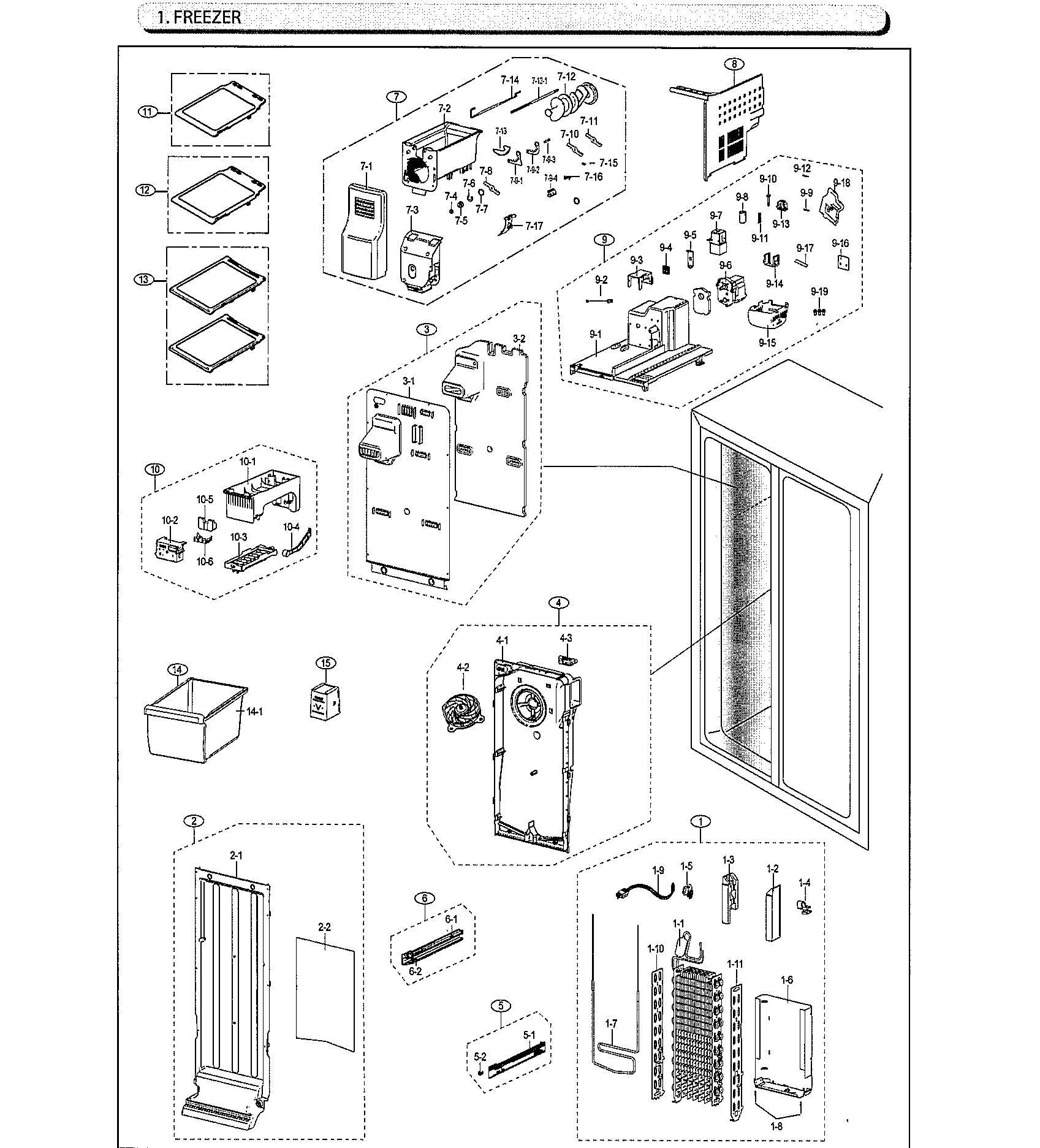 Samsung RS25J500DSG/AA-01 freezer diagram