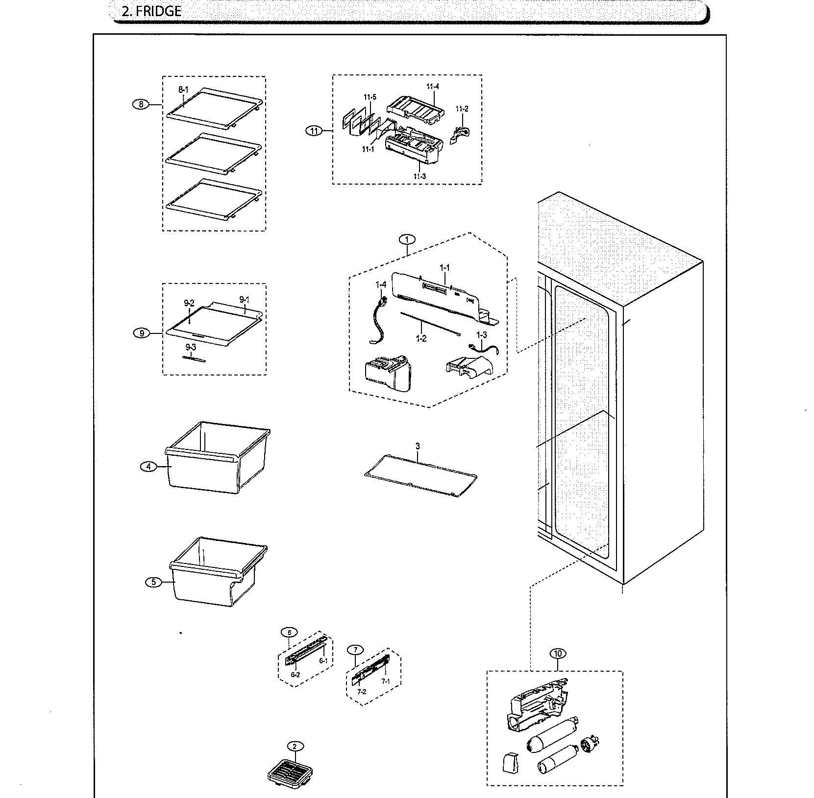Samsung RS25J500DSG/AA-01 fridge diagram
