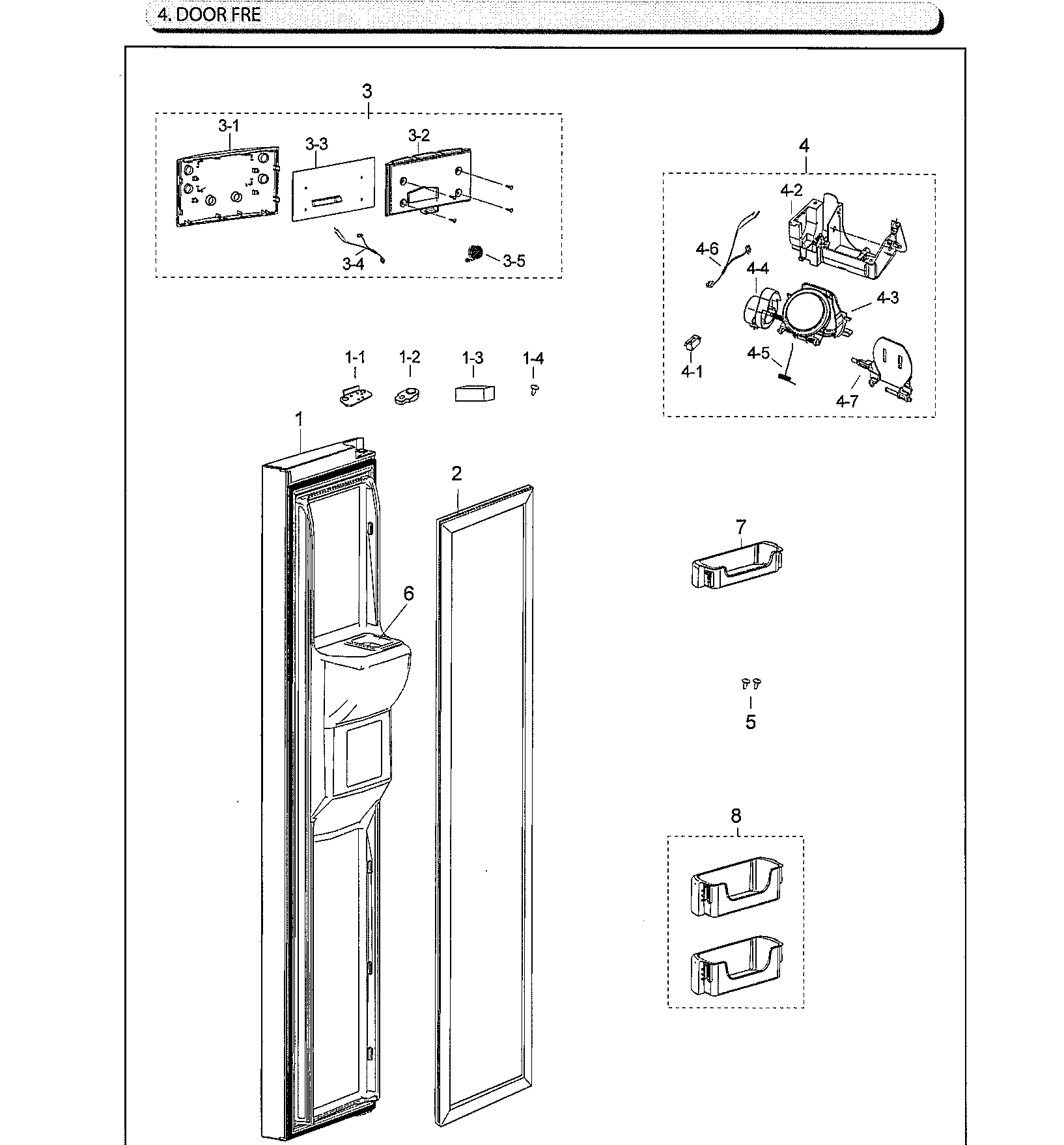 Samsung RS25J500DSG/AA-01 freezer door diagram