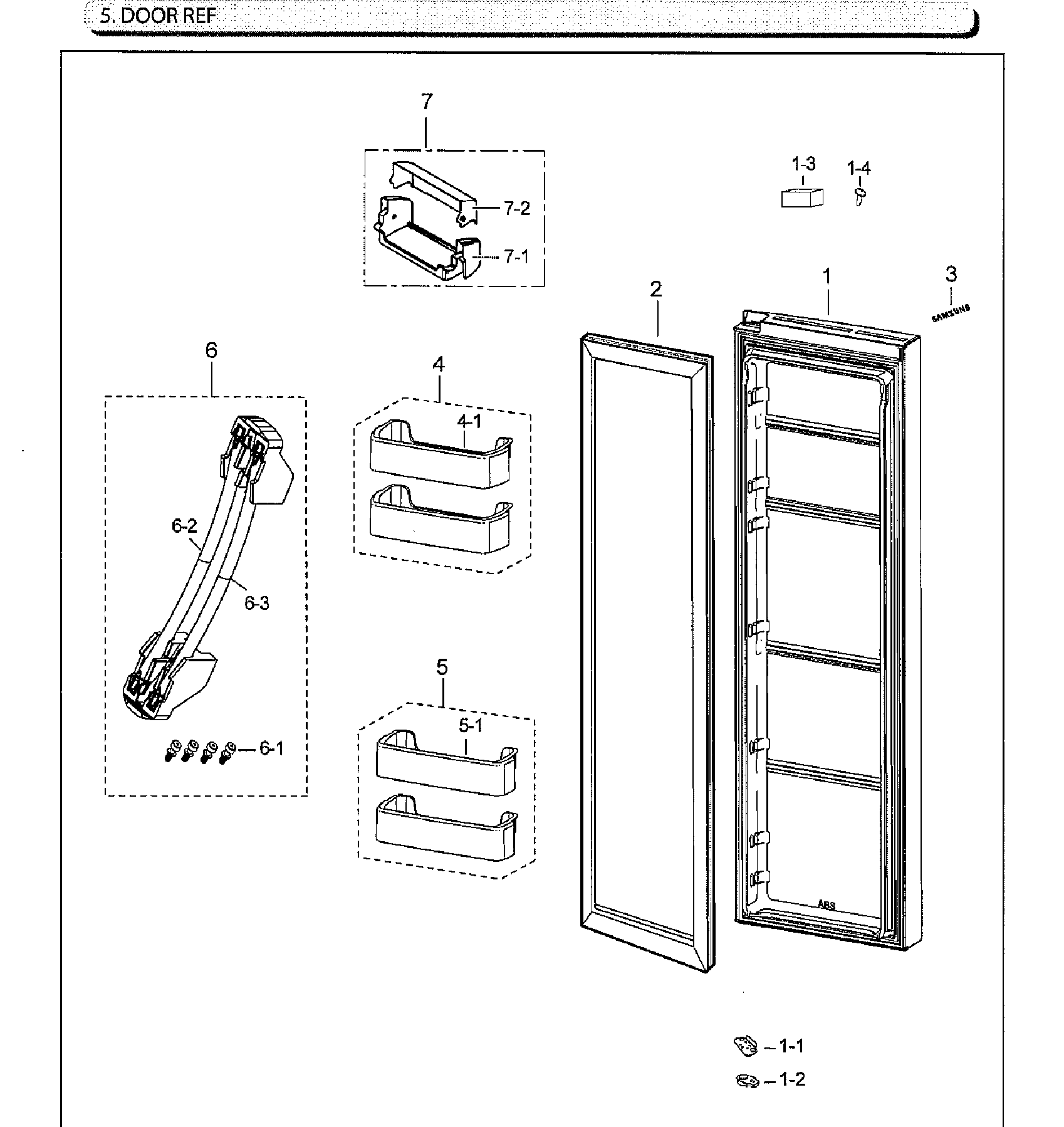 Samsung RS25J500DSG/AA-01 fridge door diagram