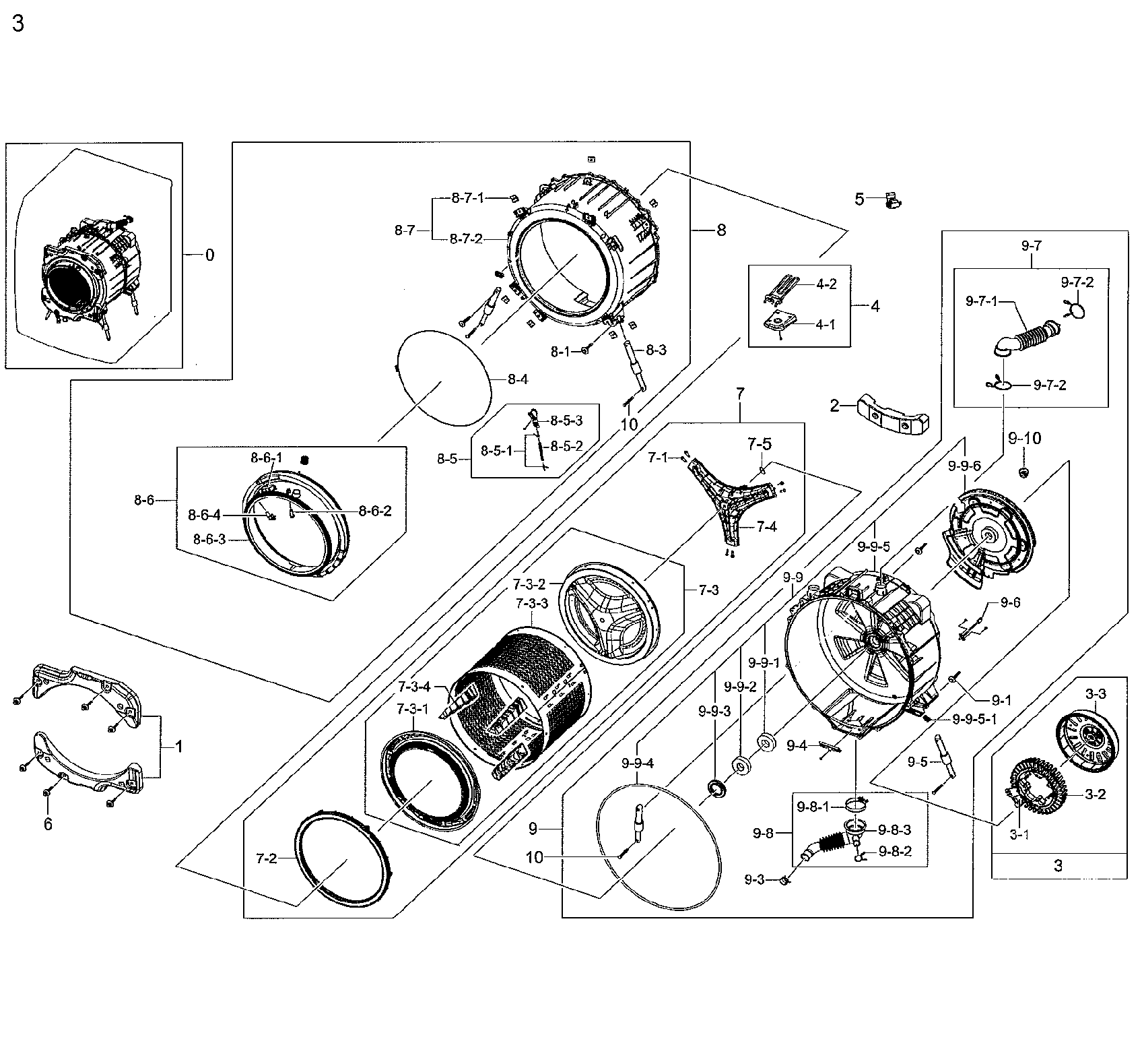 Samsung WF42H5200AP/A2-01 tub & drum diagram