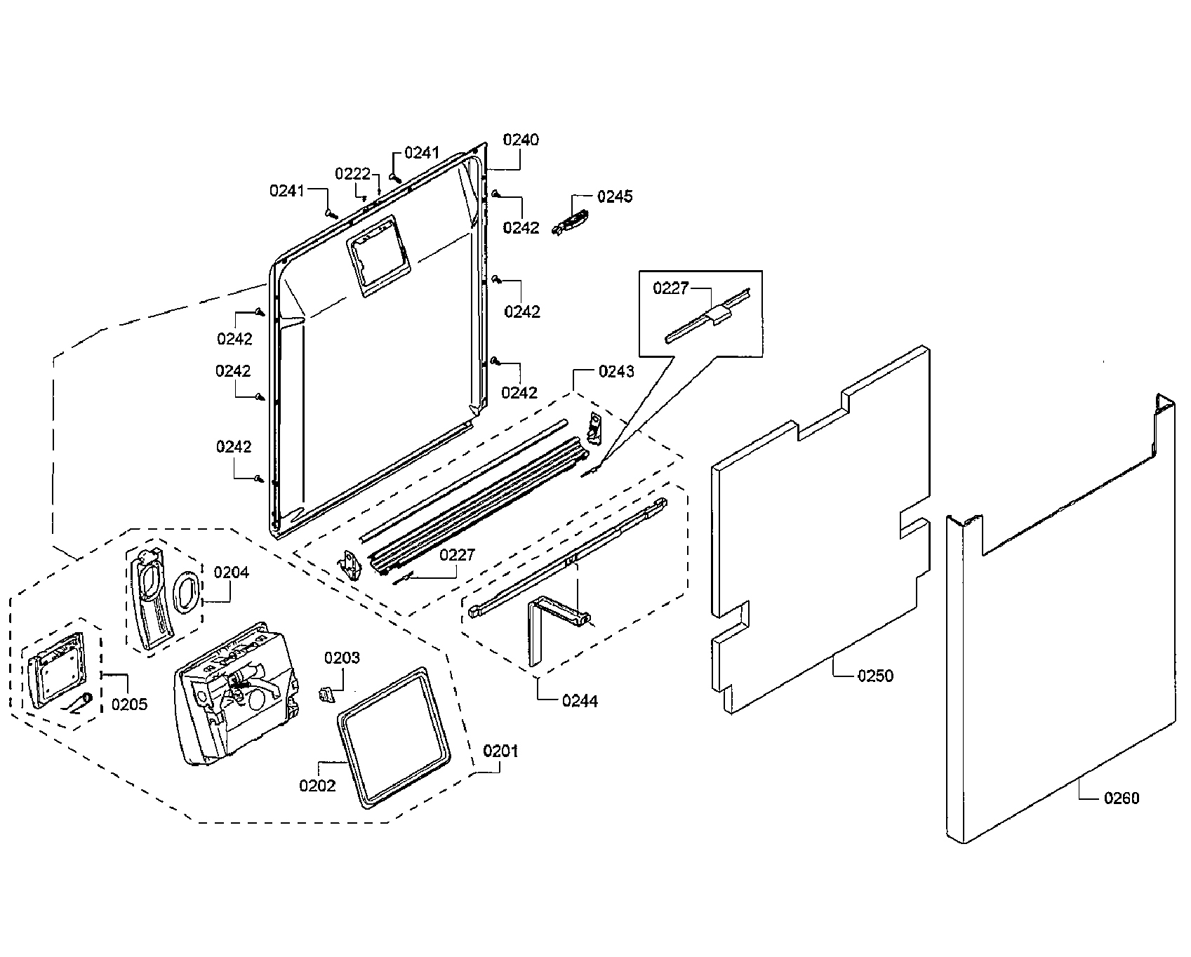 Bosch SHE53TF5UC/09 door asy diagram