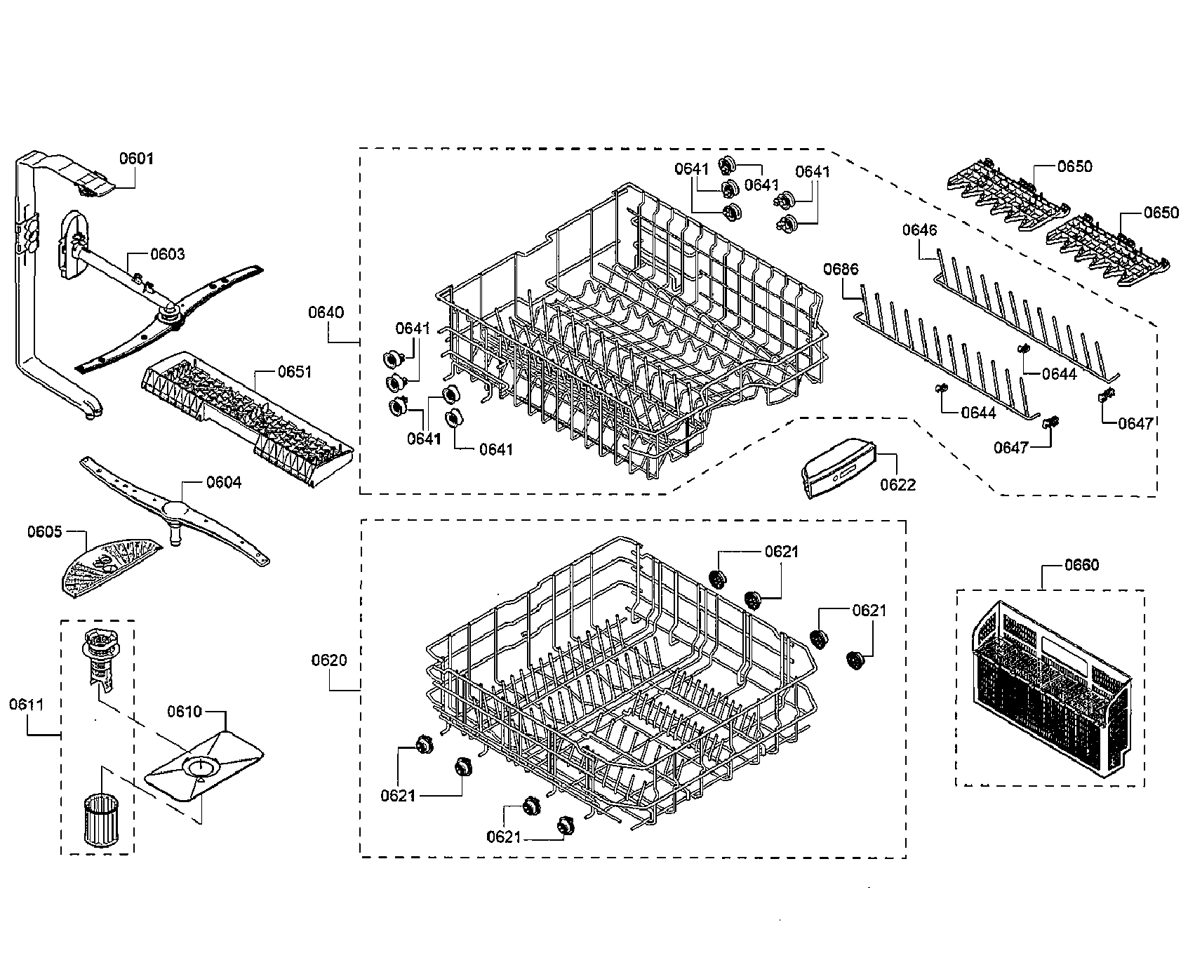 Bosch SHE53TF5UC/09 basket diagram