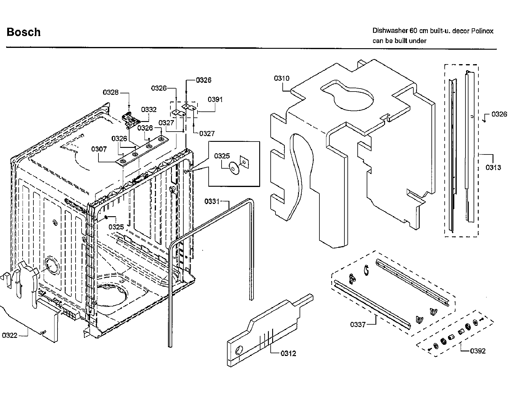 Bosch SHE3ARF2UC/22 frame diagram