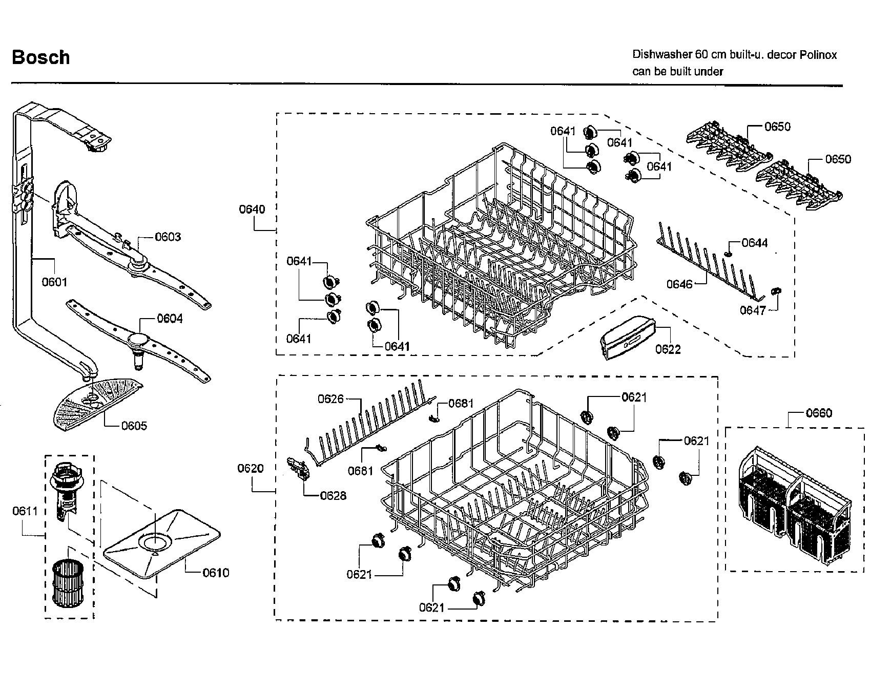 Bosch SHE3ARF2UC/22 rack diagram