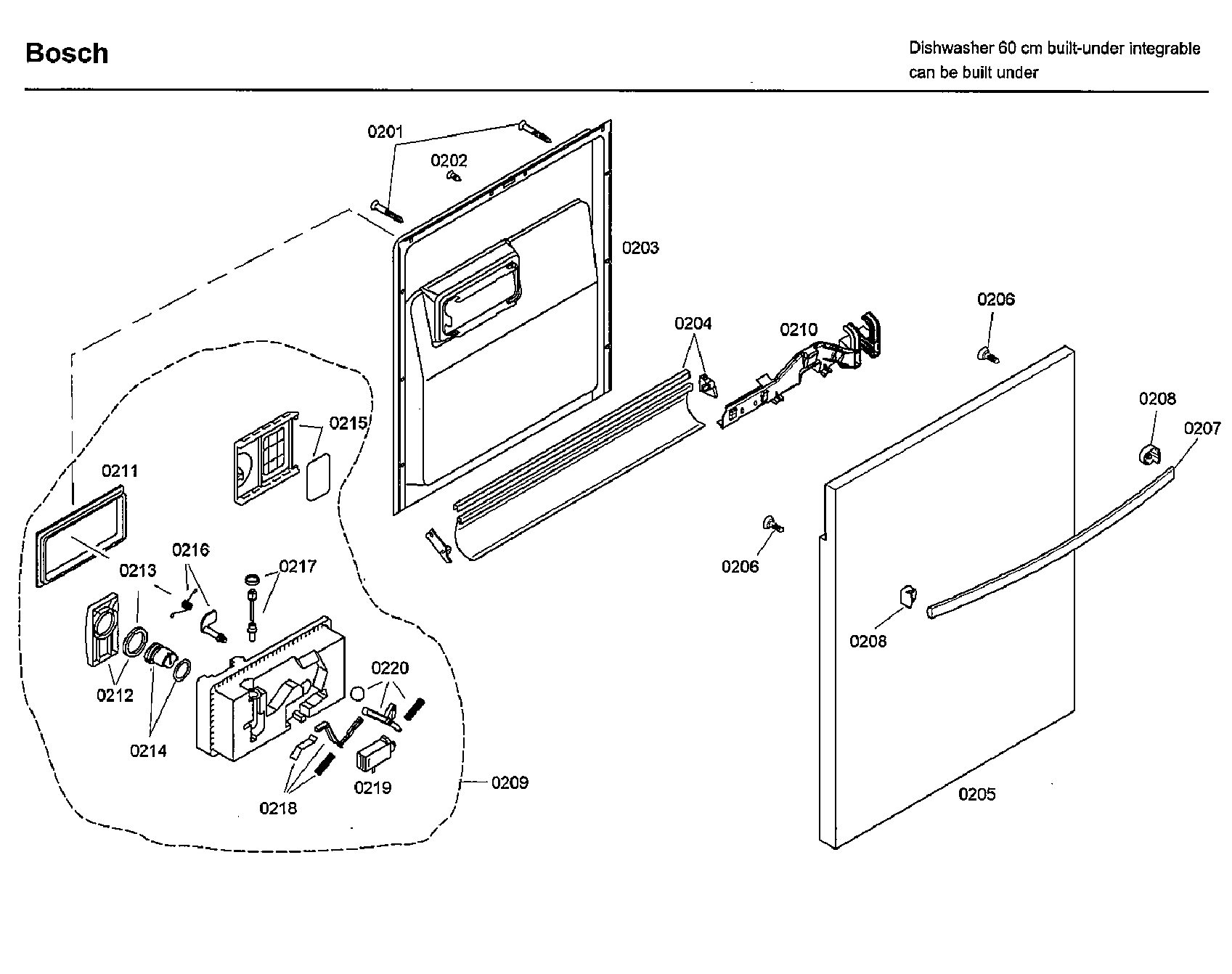 Bosch SHX33A02UC/22 door diagram