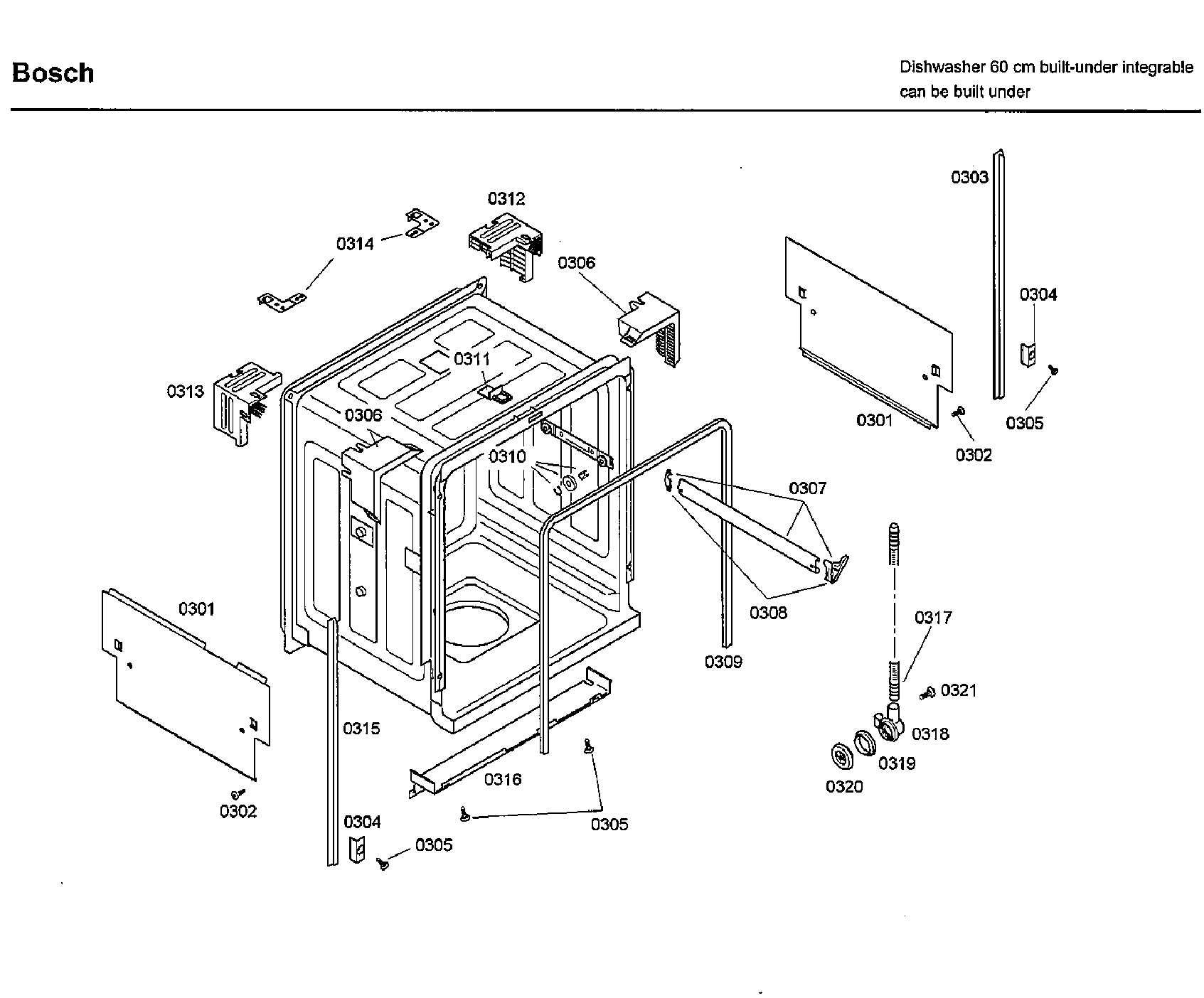 Bosch SHX33A02UC/22 frame diagram