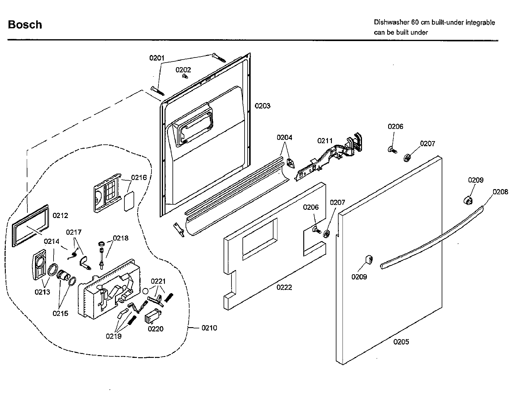 Bosch SHX33A02UC/40 door diagram