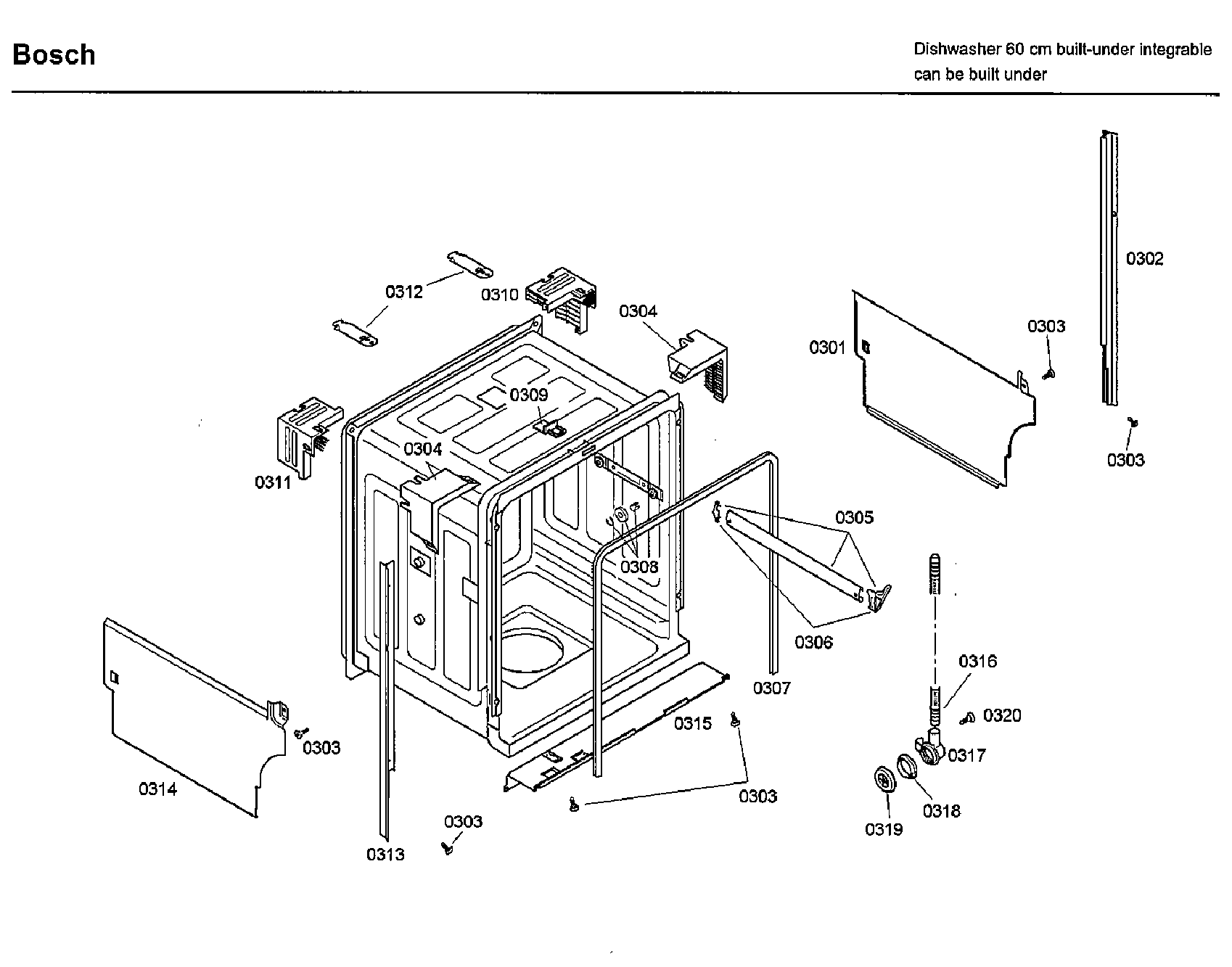 Bosch SHX33A02UC/40 frame diagram