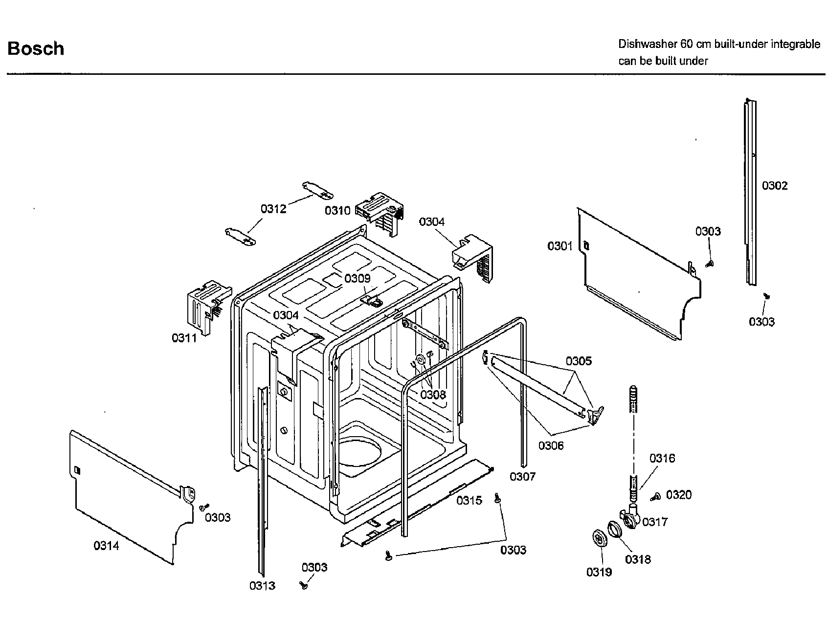 Bosch SHX33A02UC/46 frame diagram