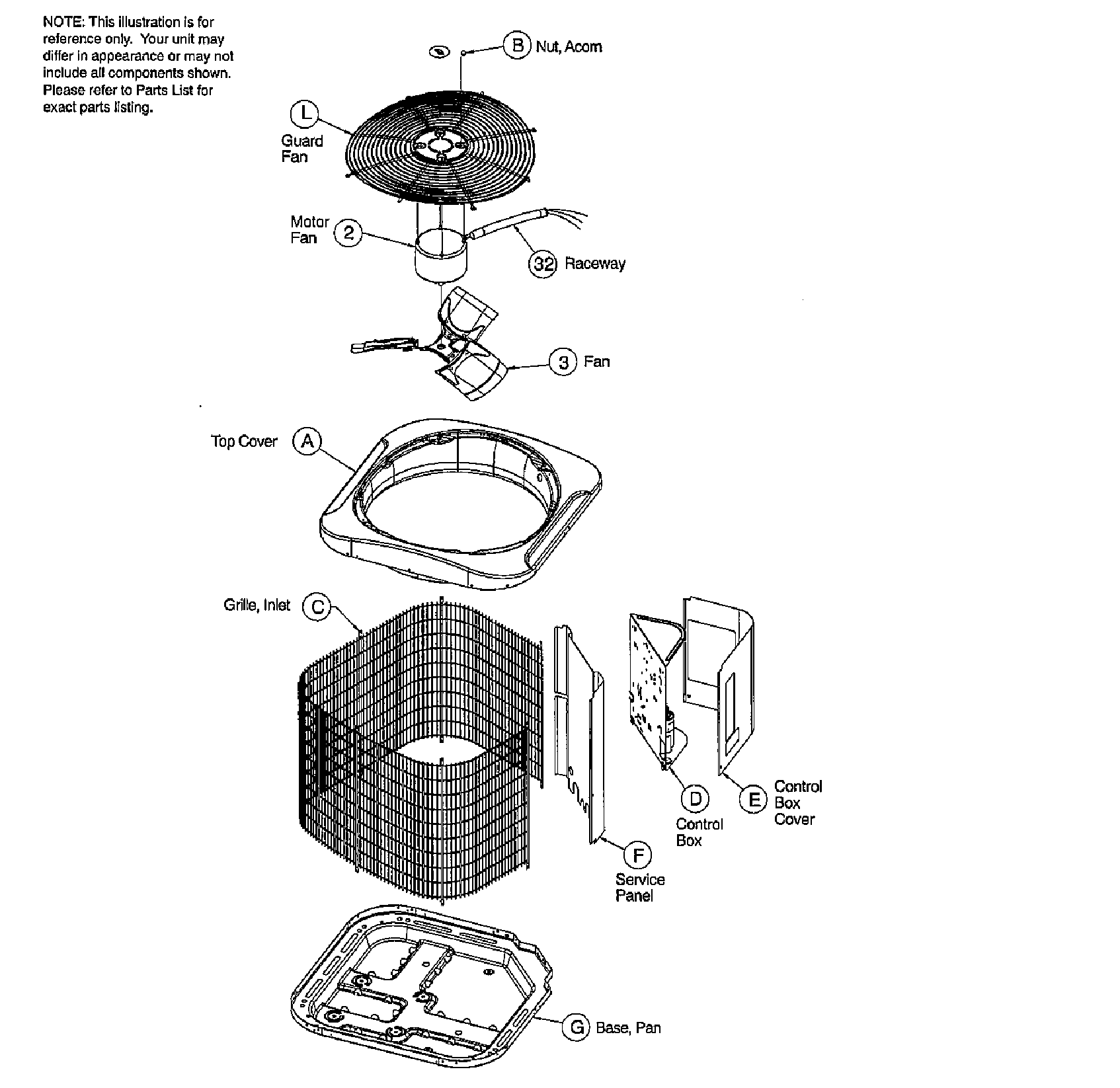 ICP N2A442GKA100 outer parts diagram