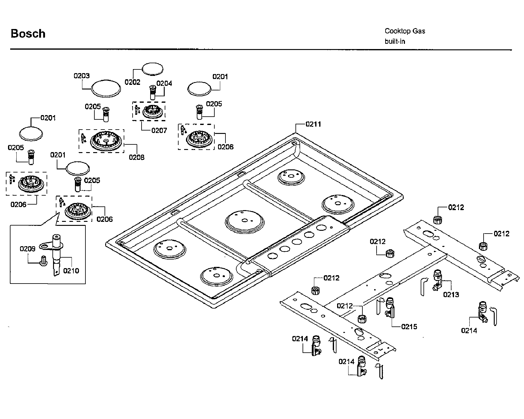 Bosch NGM8654UC/03 burner asy diagram