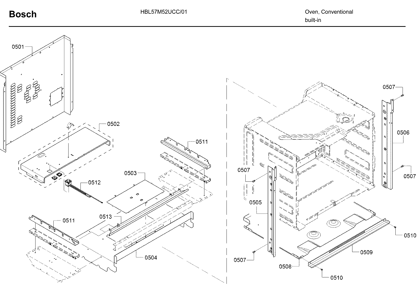Bosch HBL57M52UC/01 frame diagram