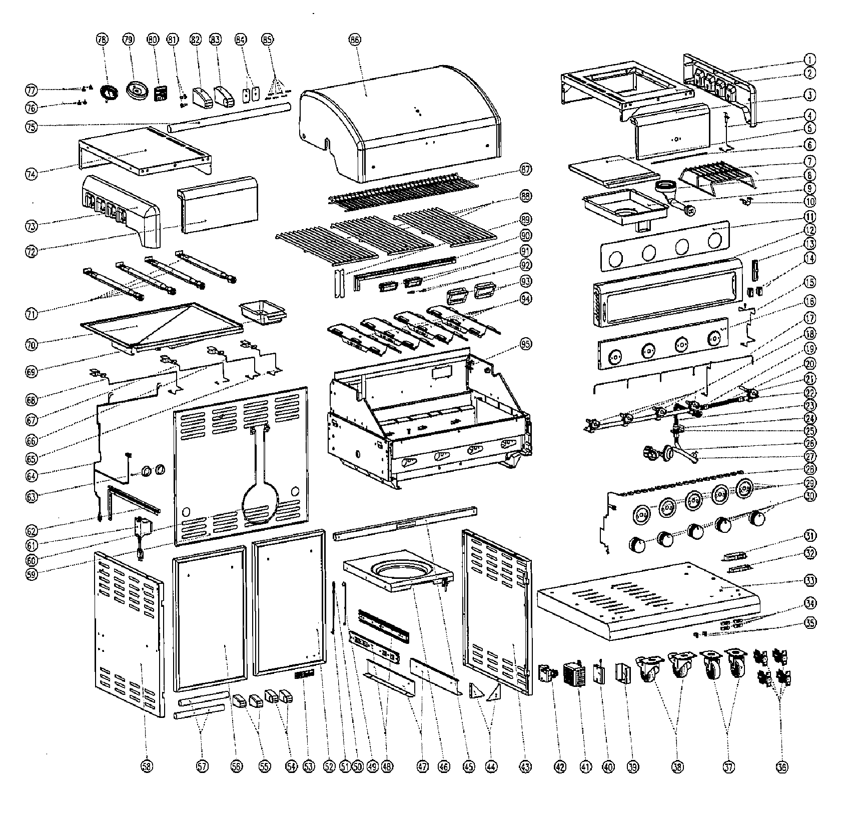 Kenmore Elite 14648589710 gas grill diagram
