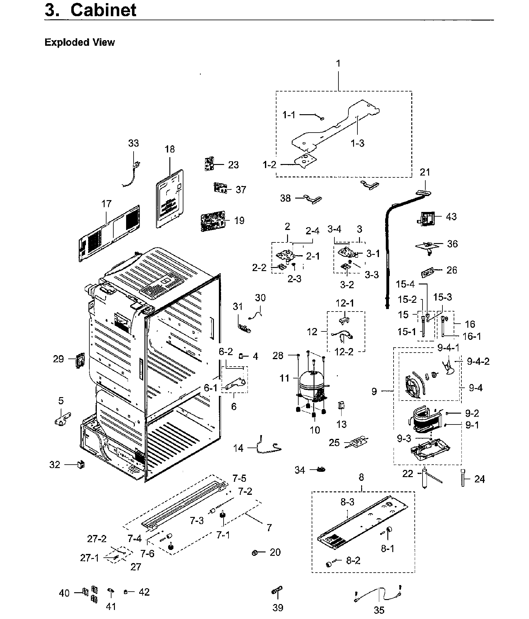 Samsung RF28HFEDBWW/AA-11 cabinet diagram