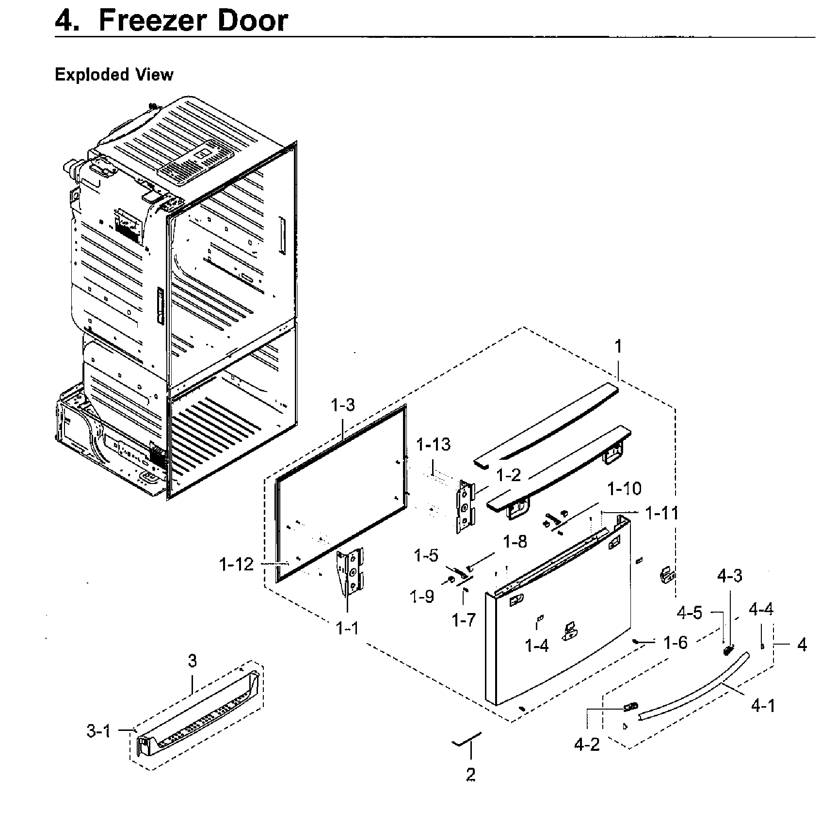 Samsung RF28HFEDBWW/AA-11 freezer door diagram