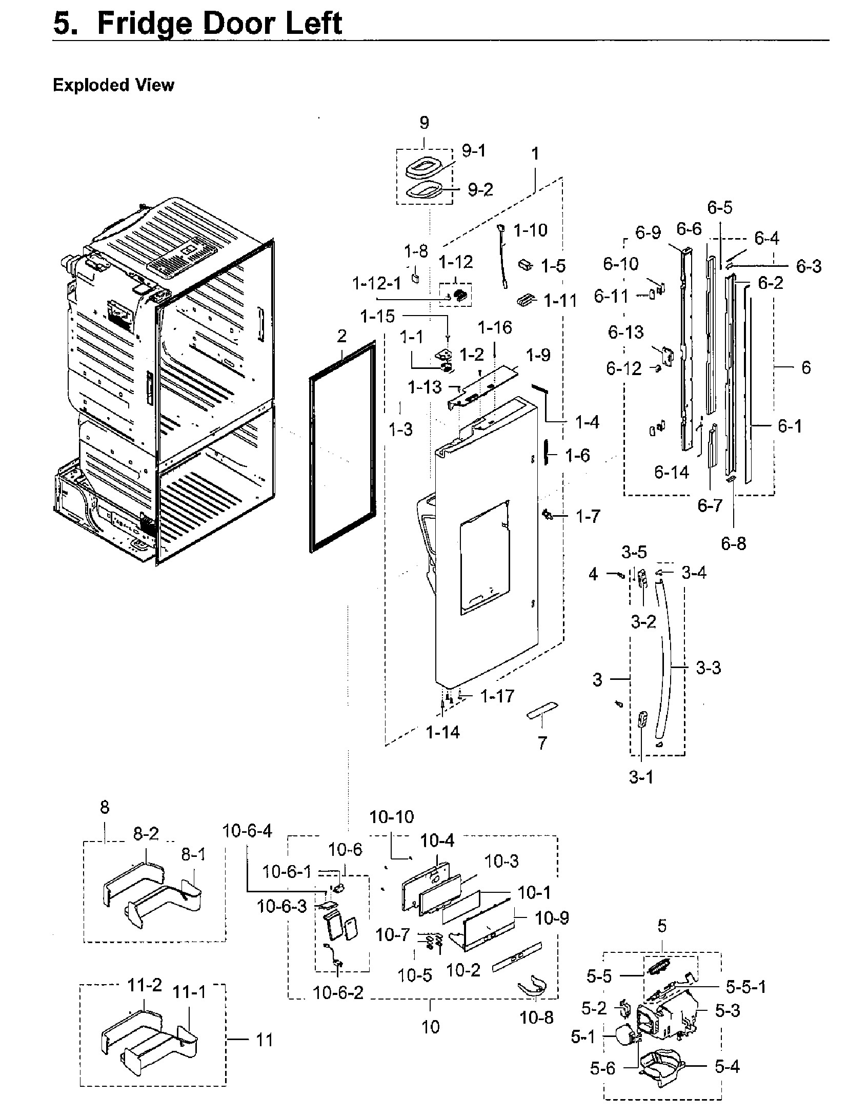 Samsung RF28HFEDBWW/AA-11 fridge left door diagram