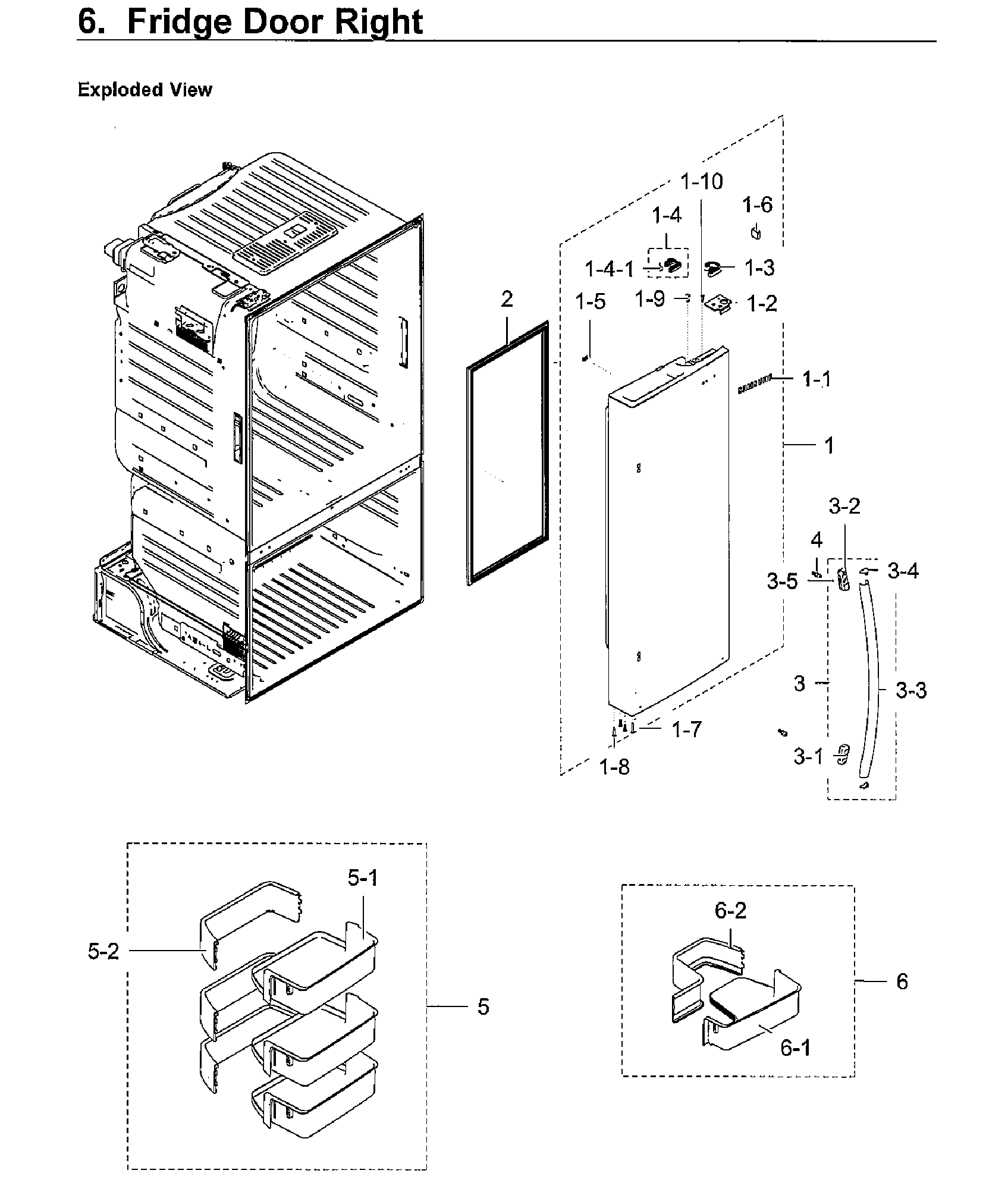 Samsung RF28HFEDBWW/AA-11 fridge right door diagram