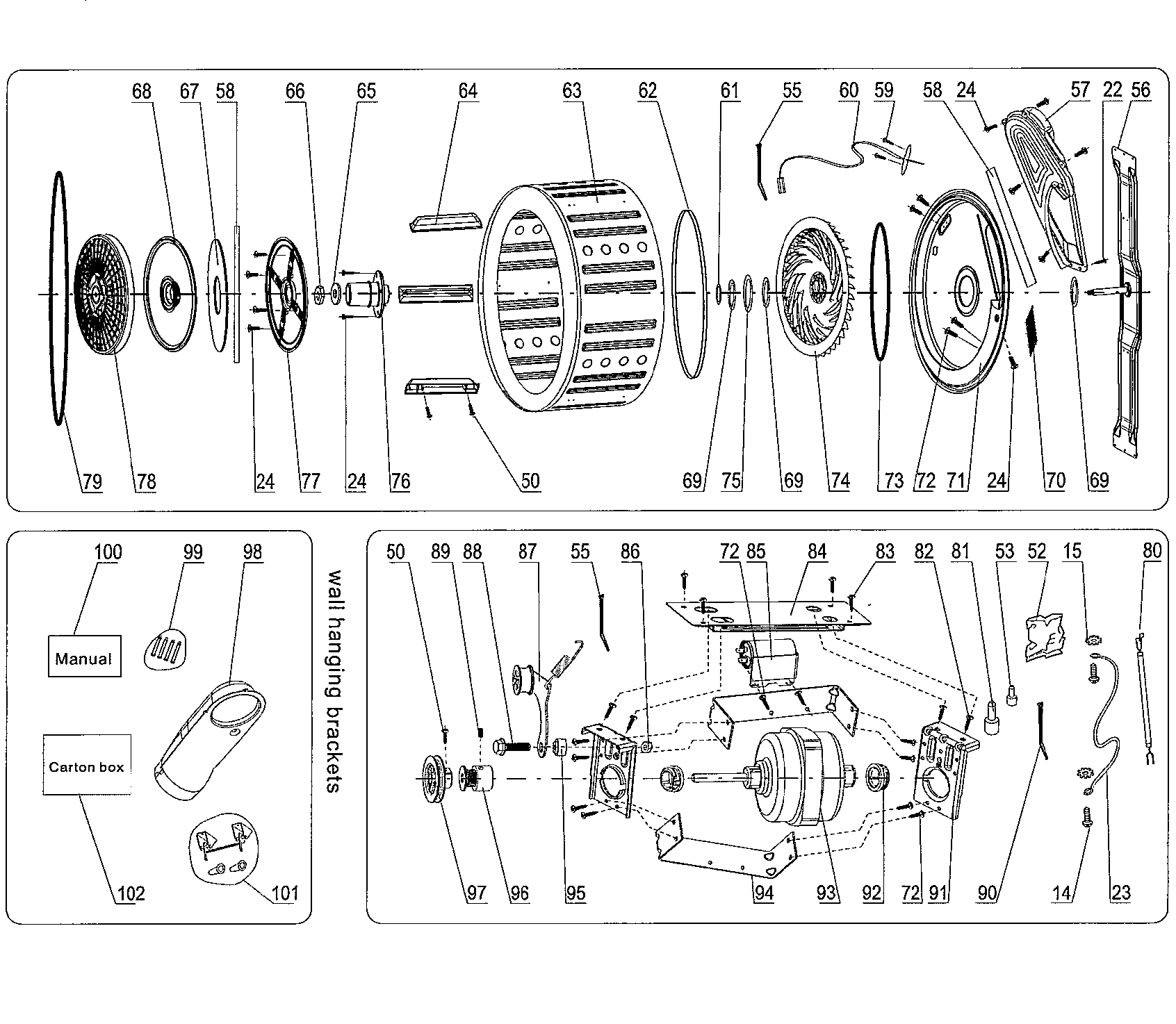 Haier HLP141E-CF06M0E0M00 inside parts diagram