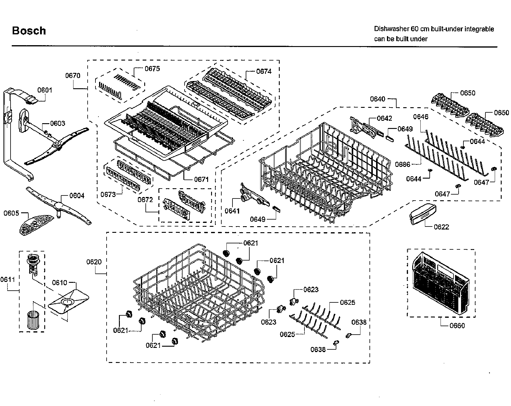 Bosch SHPM65W56N/01 rack asy diagram