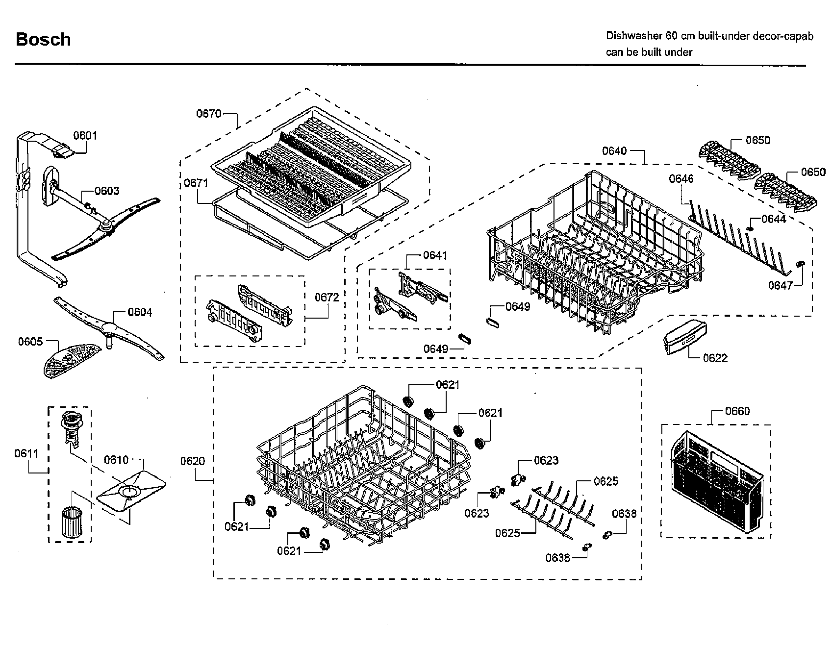 Bosch SHSM63W52N/01 rack asy diagram