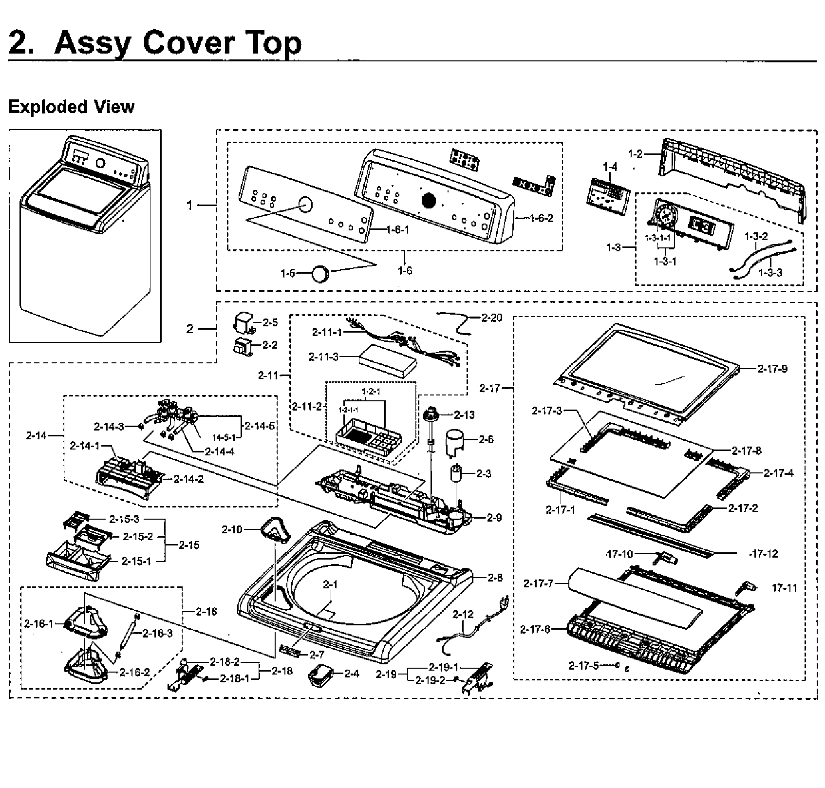 Samsung WA5471ABP/XAA-02 top asy diagram