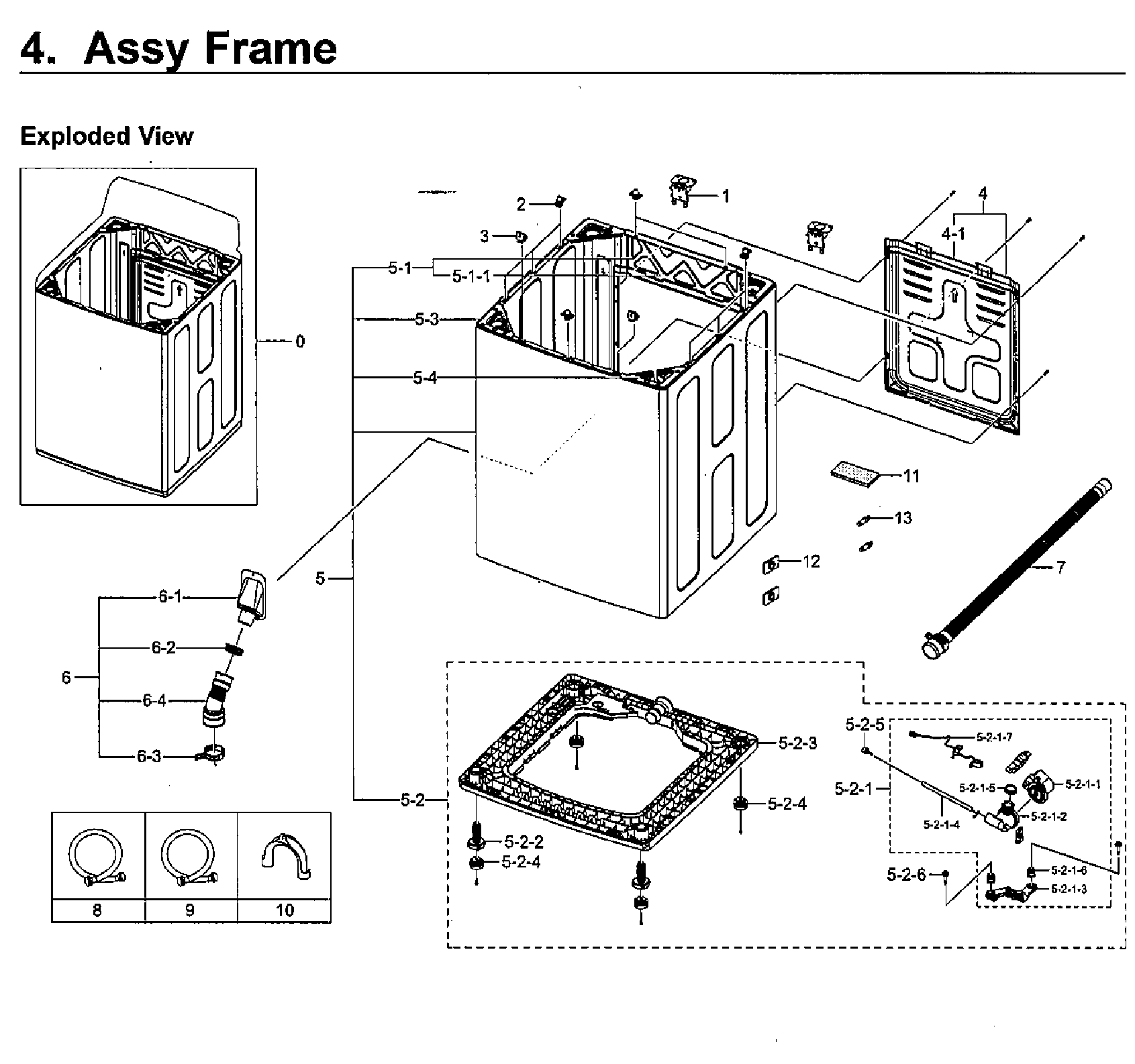 Samsung WA5471ABP/XAA-02 frame asy diagram