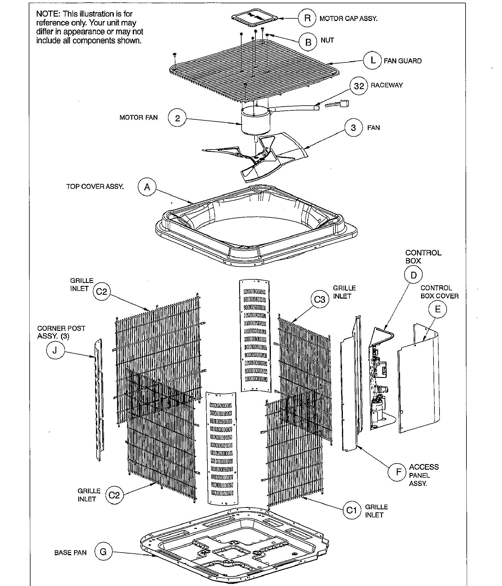 ICP HCH624GKA100 outer parts diagram