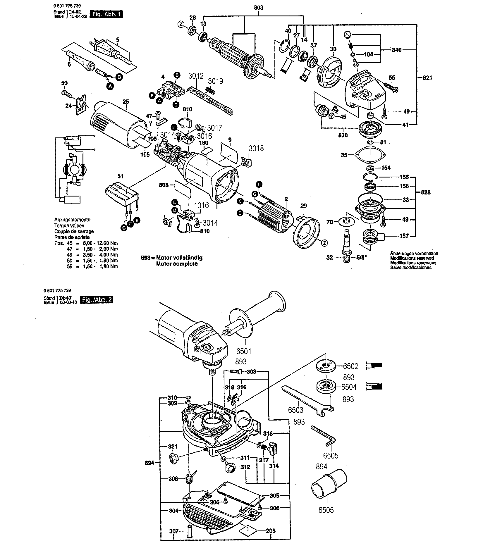 Bosch 1775E grinder asy diagram