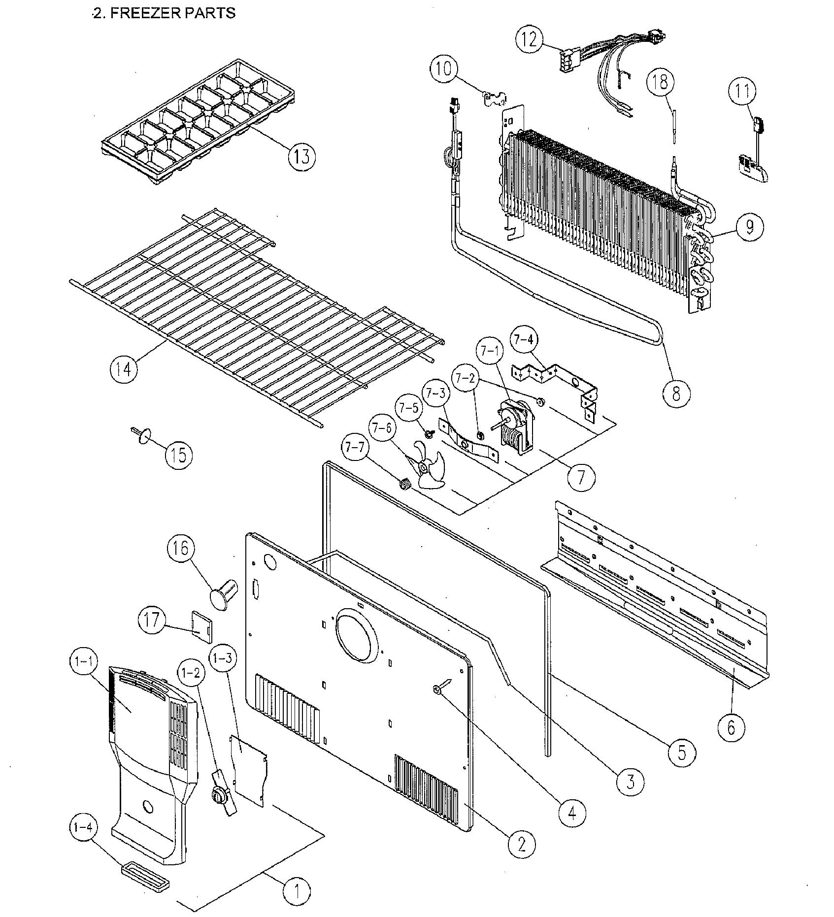 Kenmore 11161212610 freezer parts diagram