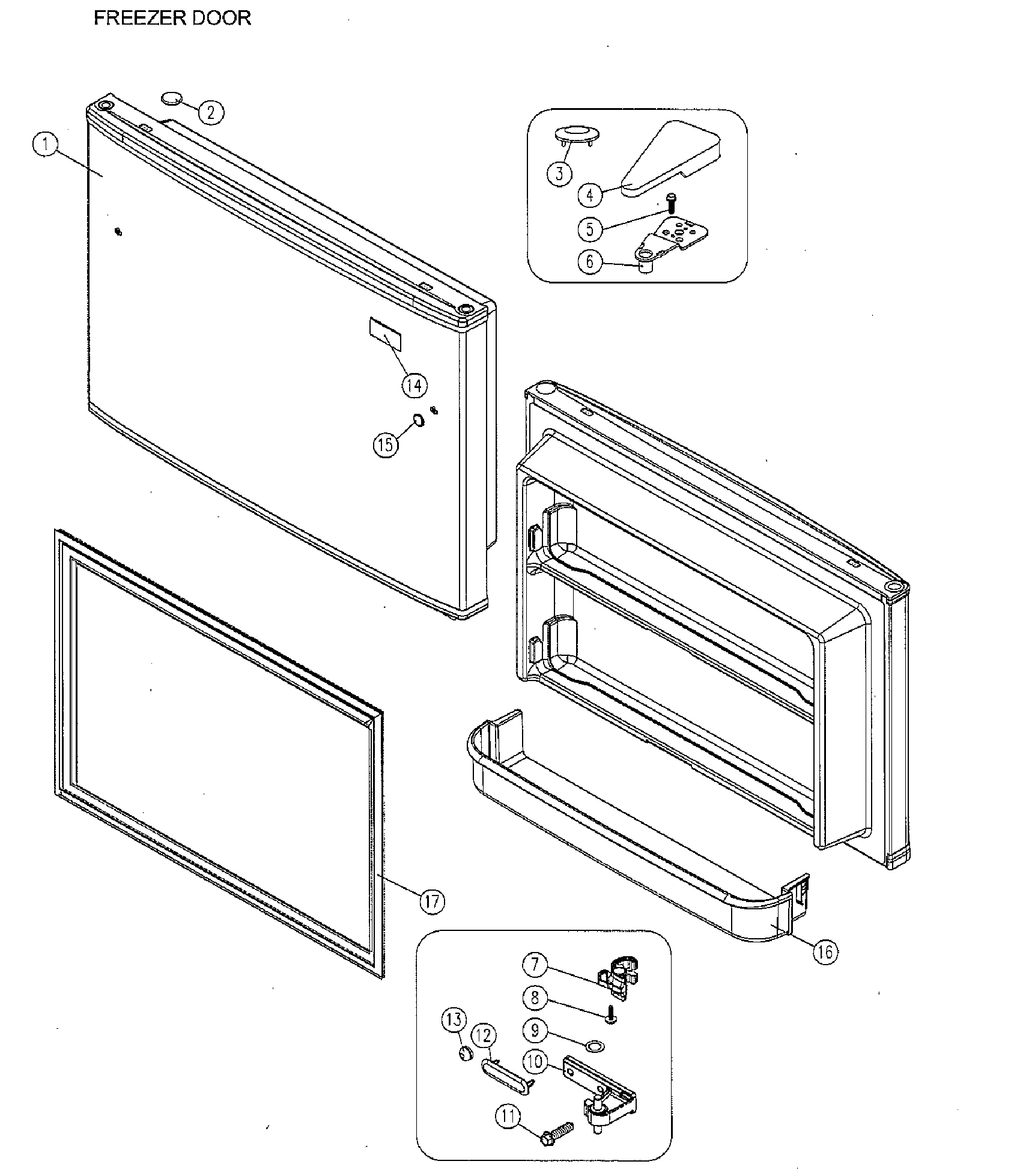 Kenmore 11161212610 freezer door diagram