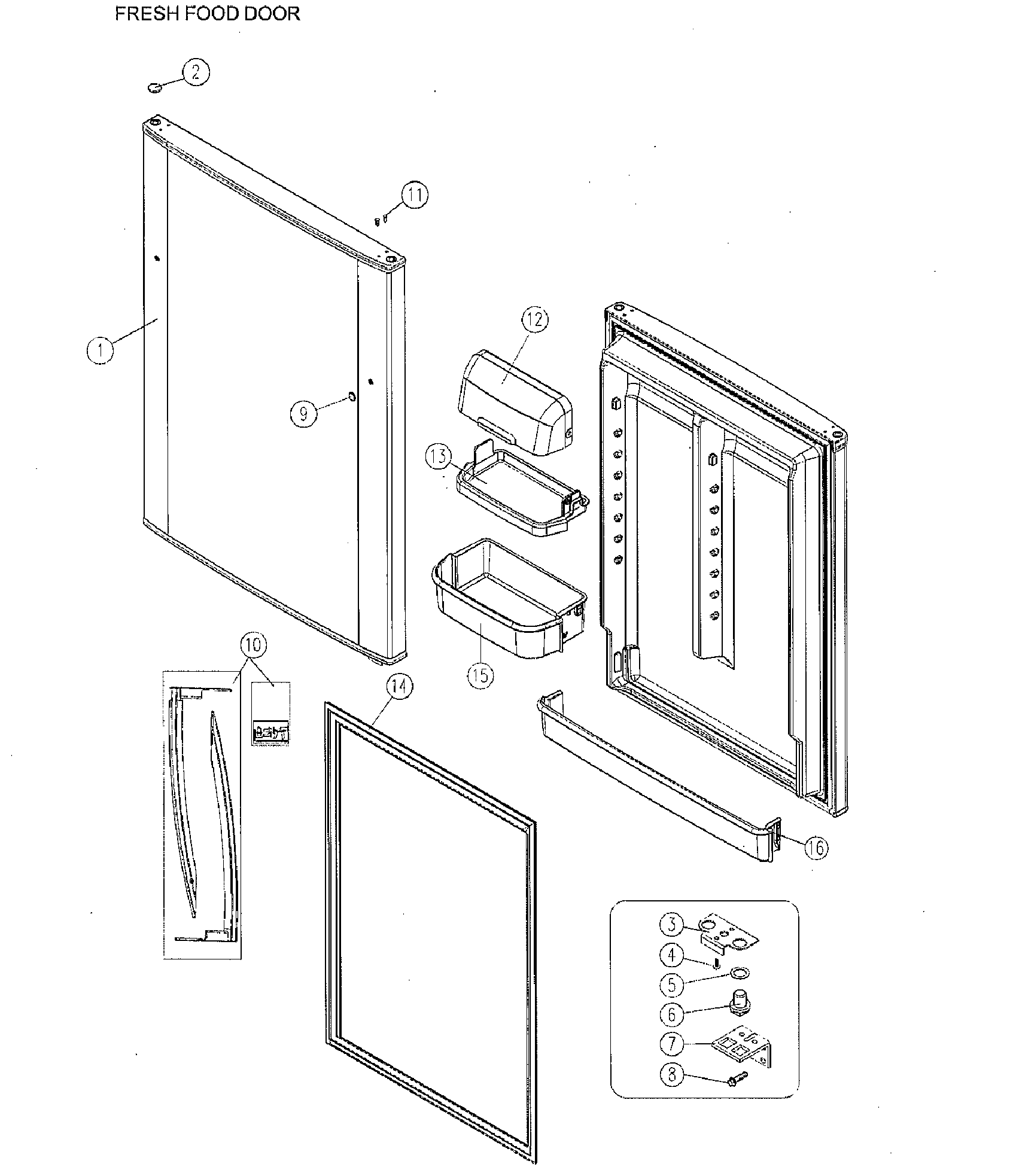 Kenmore 11161212610 door diagram