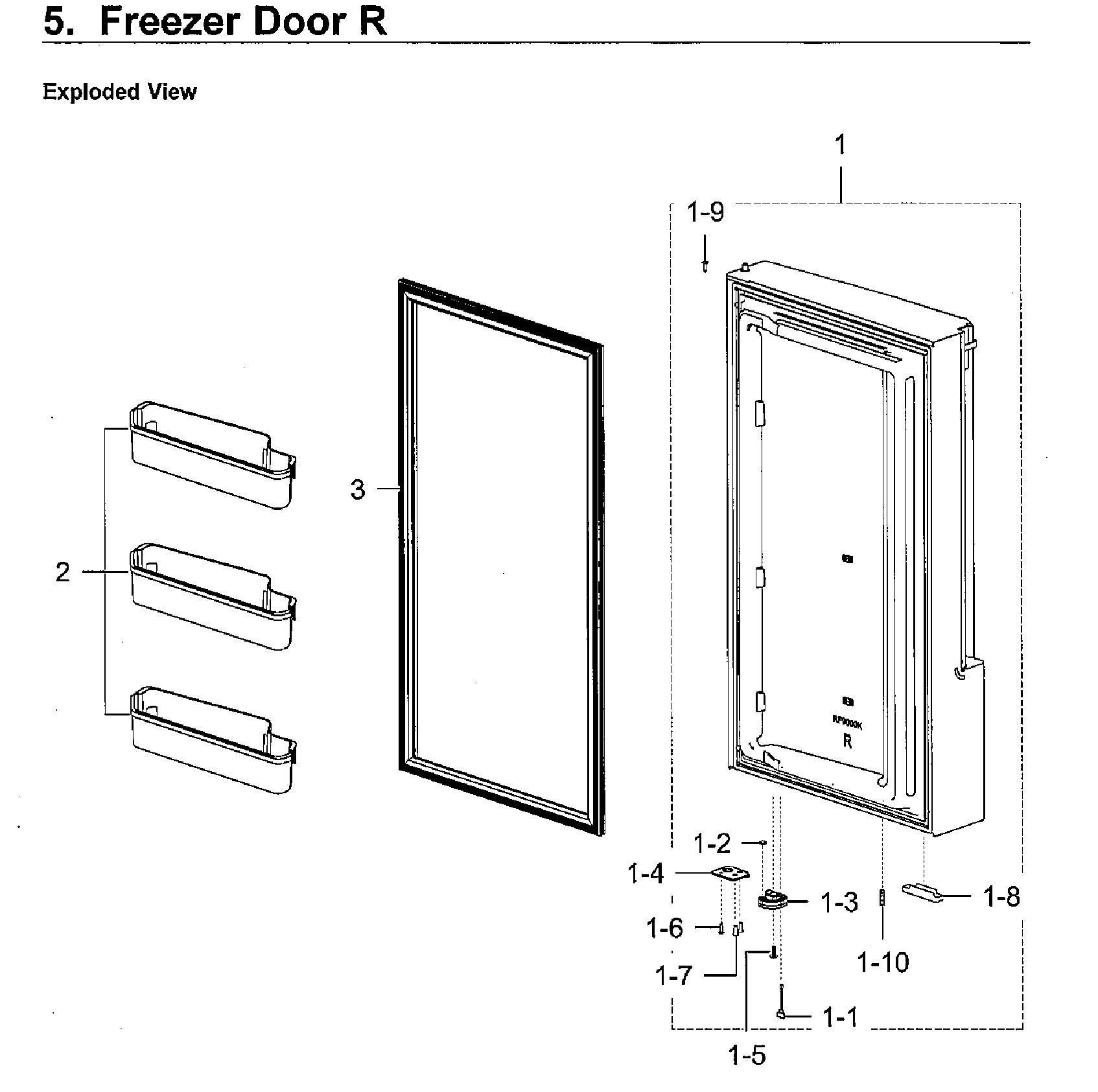 Samsung RF28K9380SR/AA-01 freezer door r diagram
