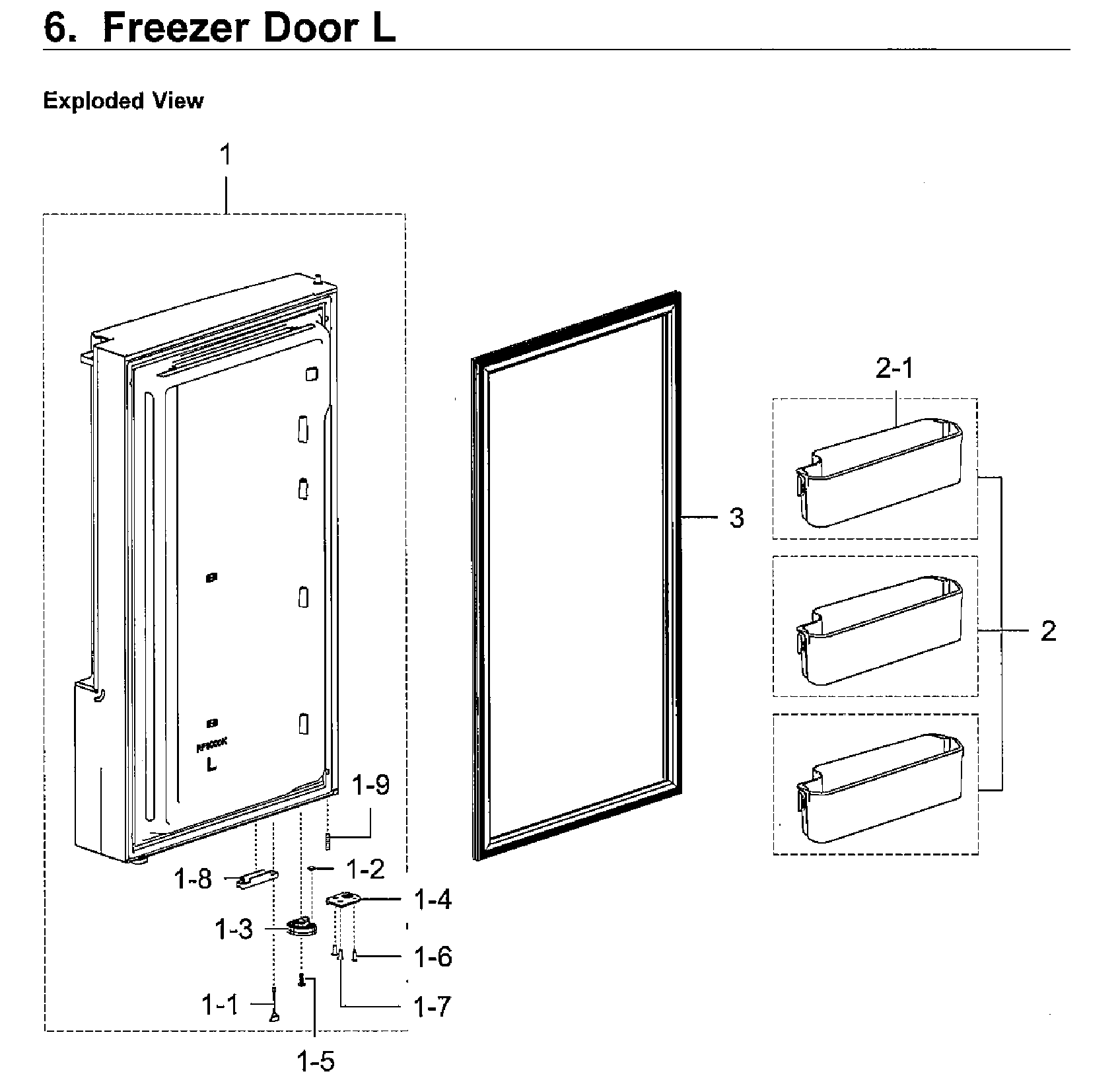 Samsung RF28K9380SR/AA-01 freezer door l diagram