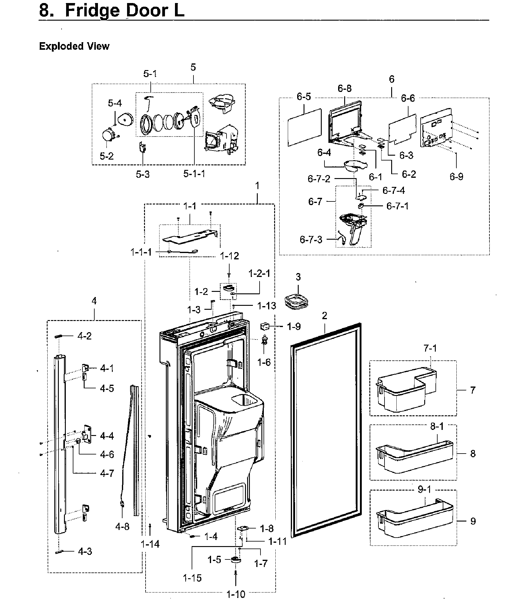 Samsung RF28K9380SR/AA-01 fridge door l diagram