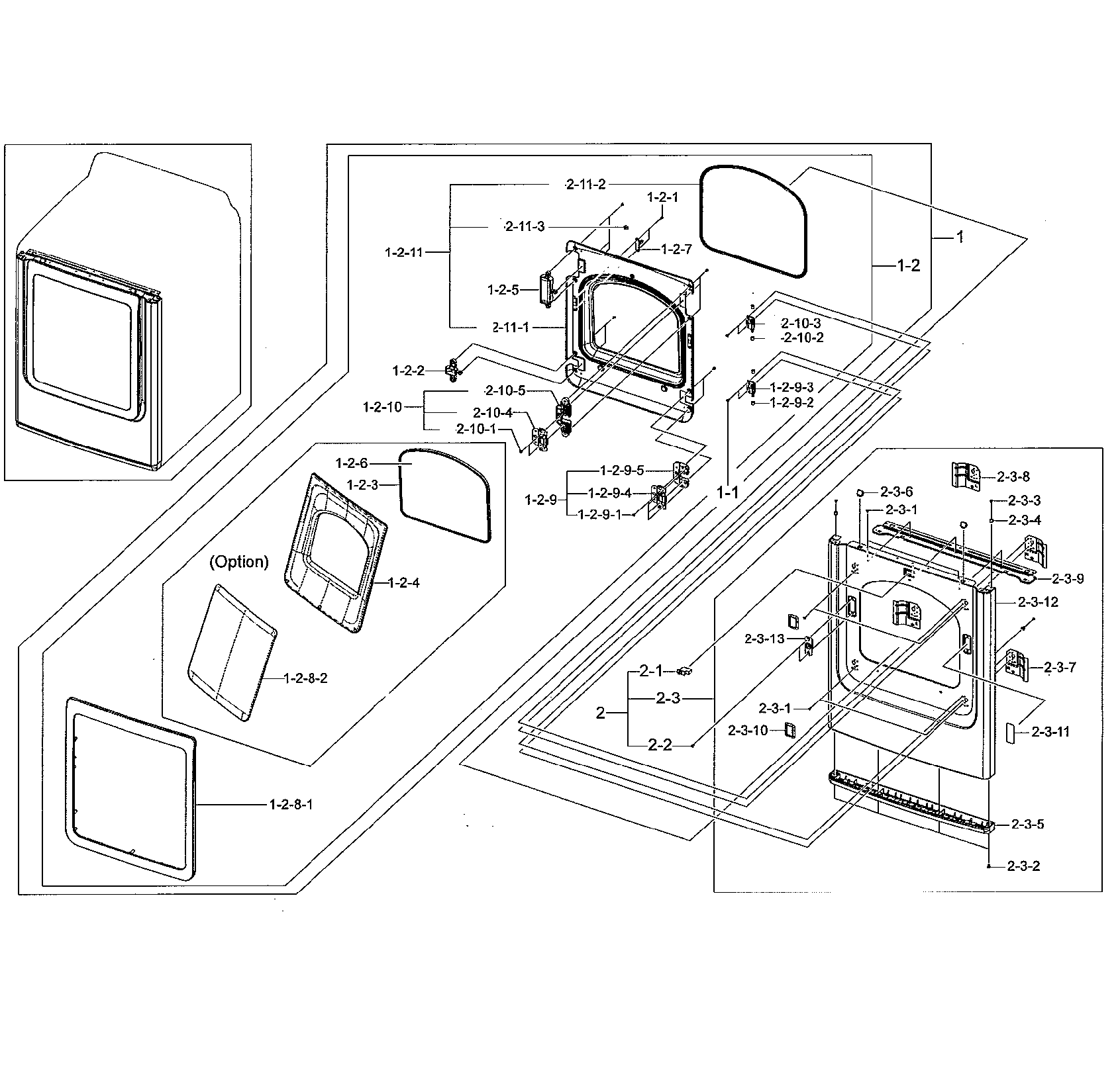 Samsung DV50K8600GW/A3-01 frame front & door diagram