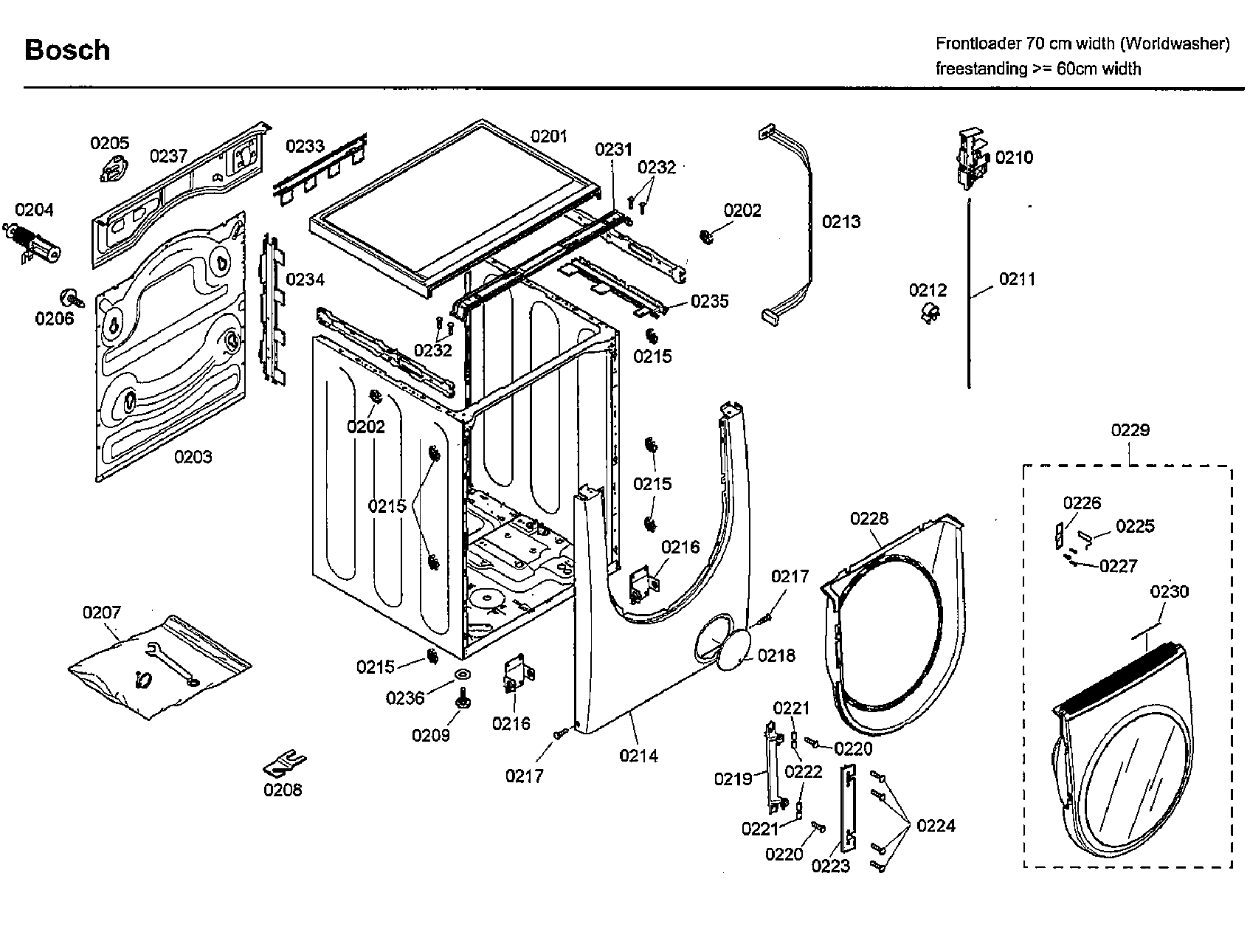 Bosch WFMC3301UC/03 cabinet/door diagram