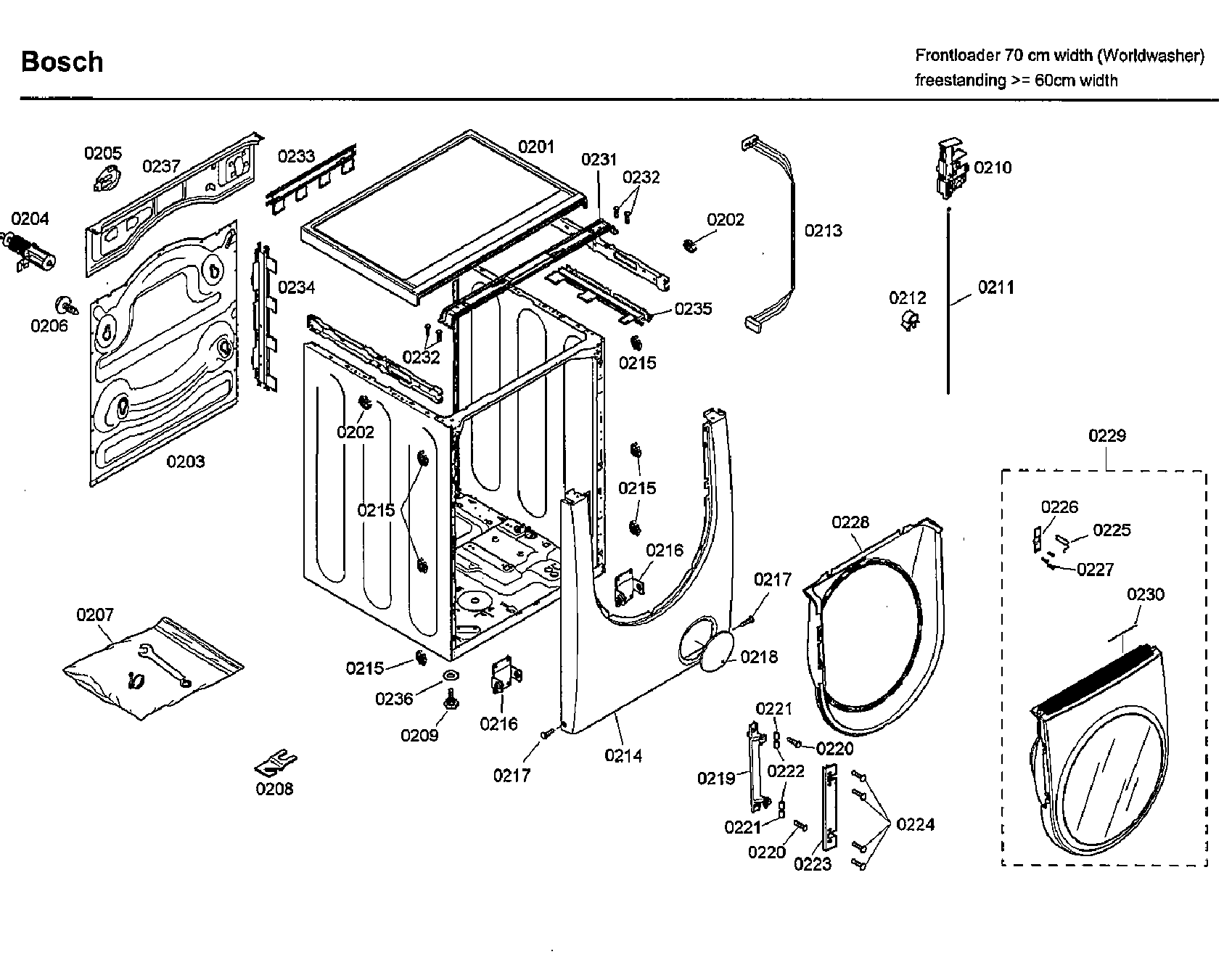 Bosch WFMC3301UC/09 cabinet/door diagram