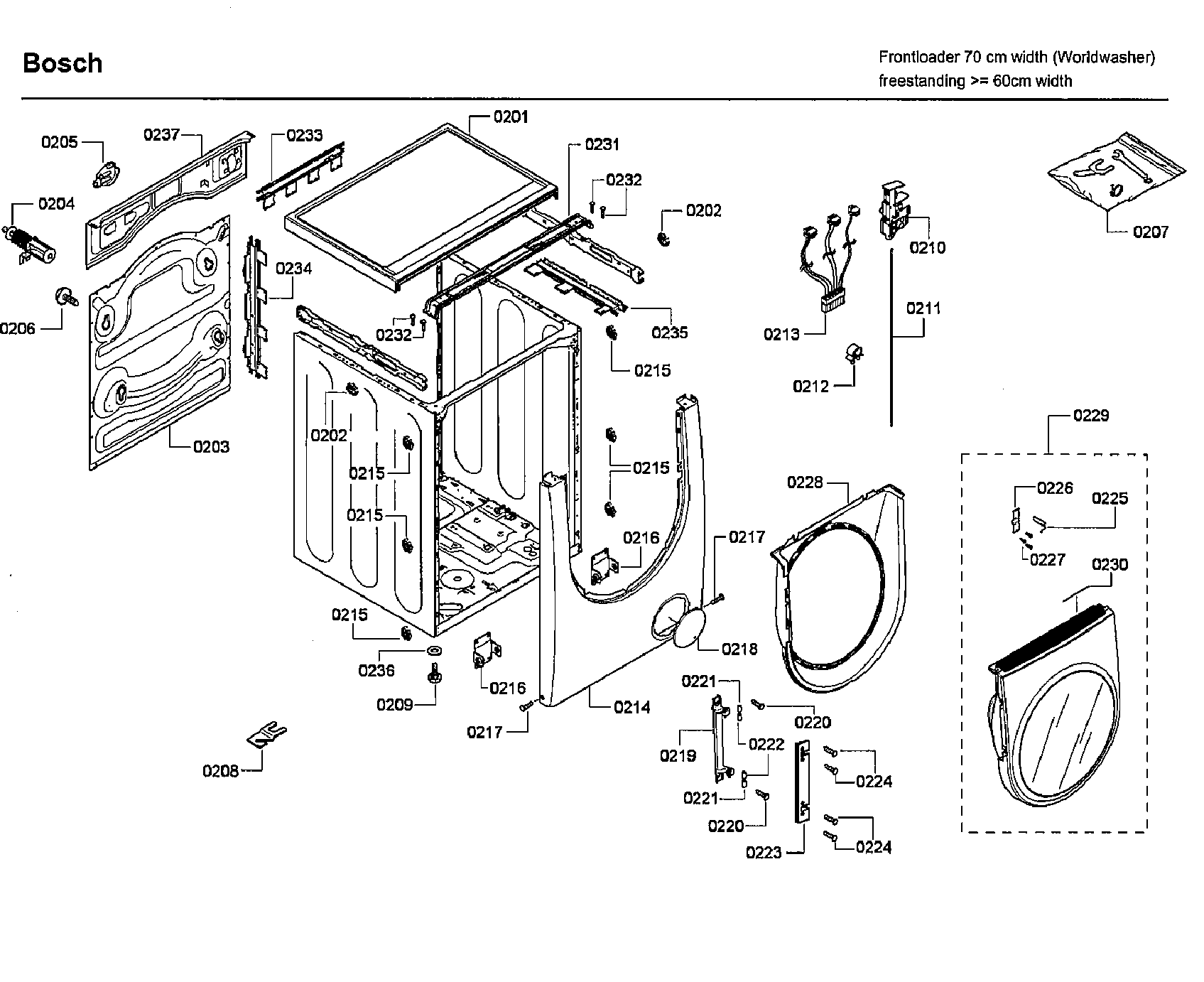 Bosch WFMC3301UC/15 cabinet/door diagram