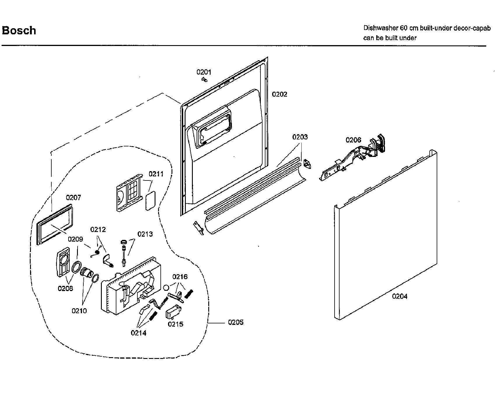 Bosch SHU33A02UC/22 door diagram
