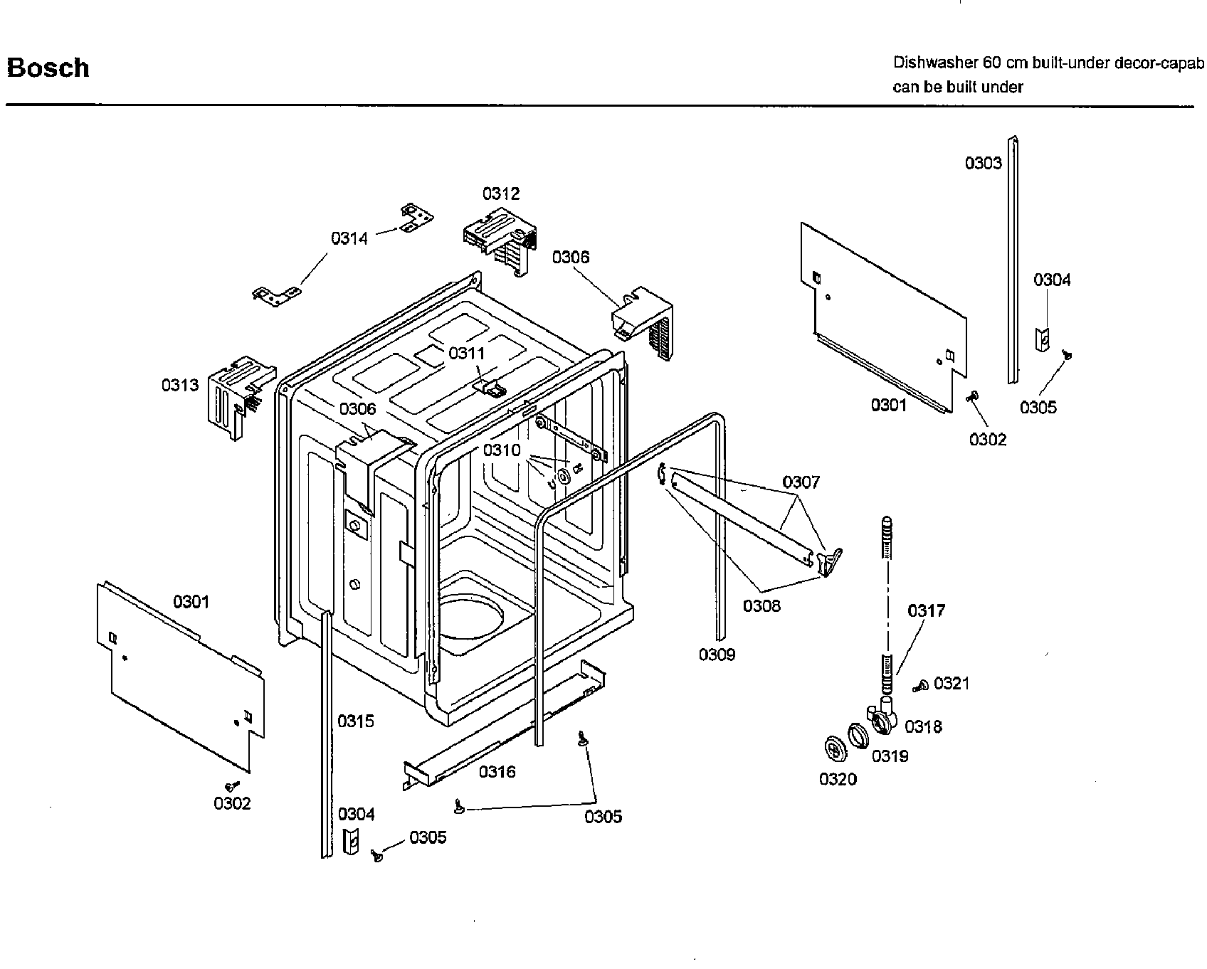 Bosch SHU33A02UC/22 frame diagram