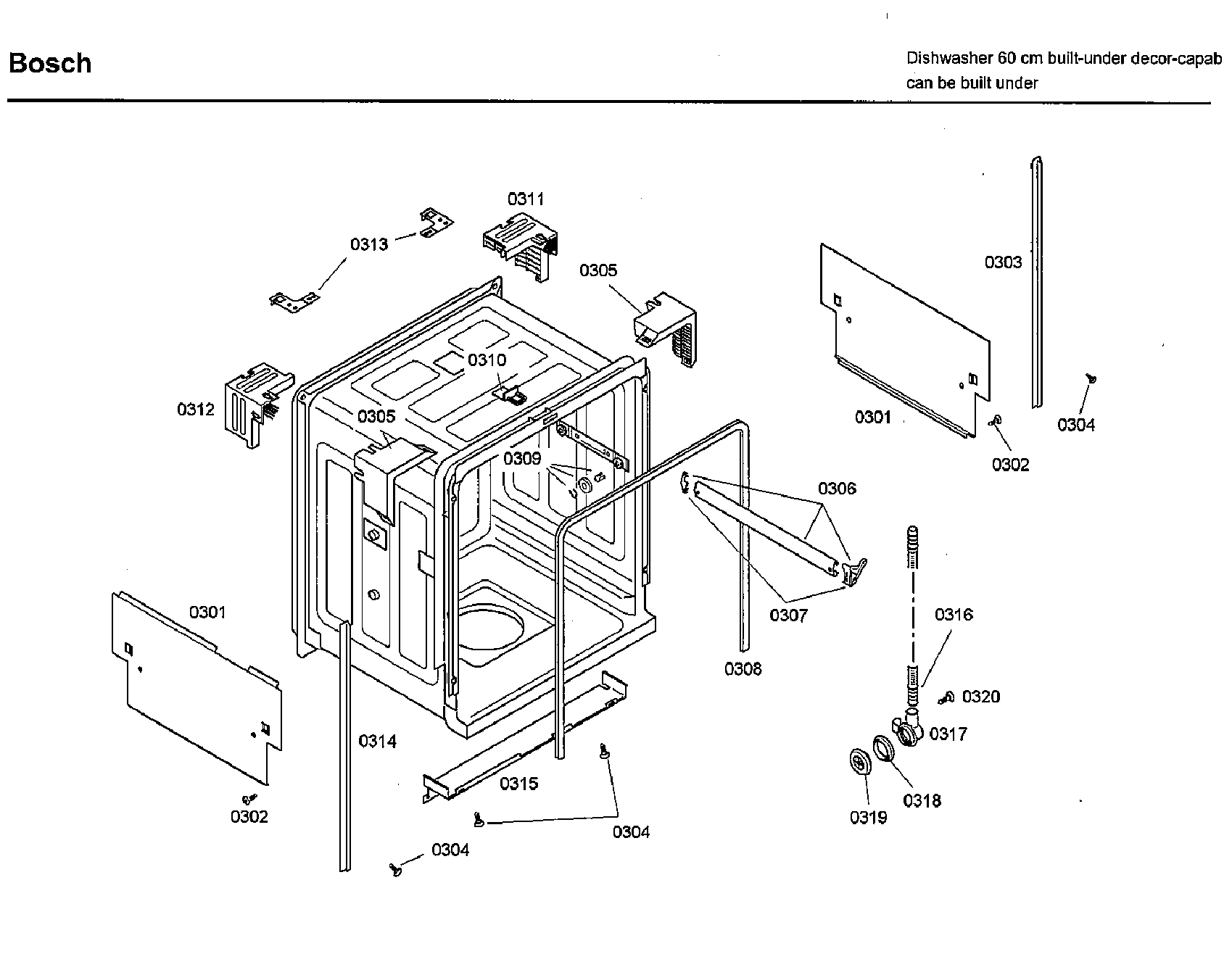 Bosch SHU33A02UC/36 frame diagram