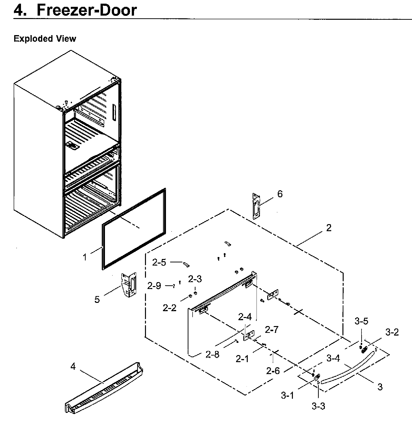 Samsung RF28HMEDBWW/AA-12 freezer door diagram